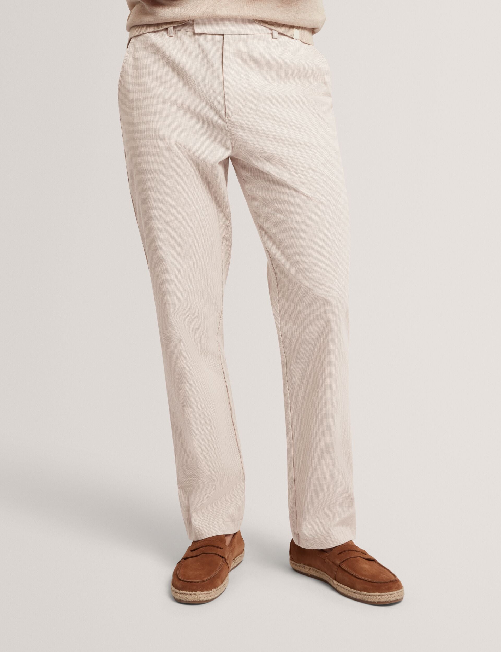 Ted Baker Mobedo Houndstooth Cotton Linen Tapered Trousers