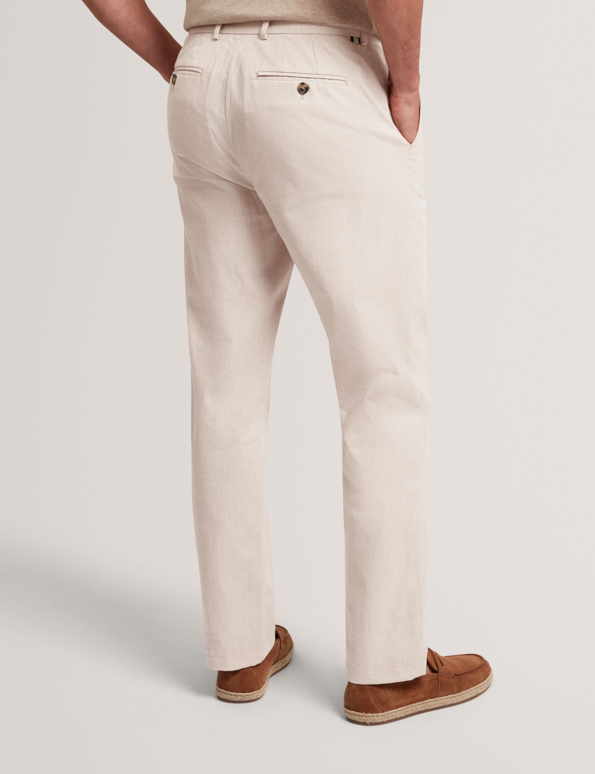 Ted Baker Mobedo Houndstooth Cotton Linen Tapered Trousers