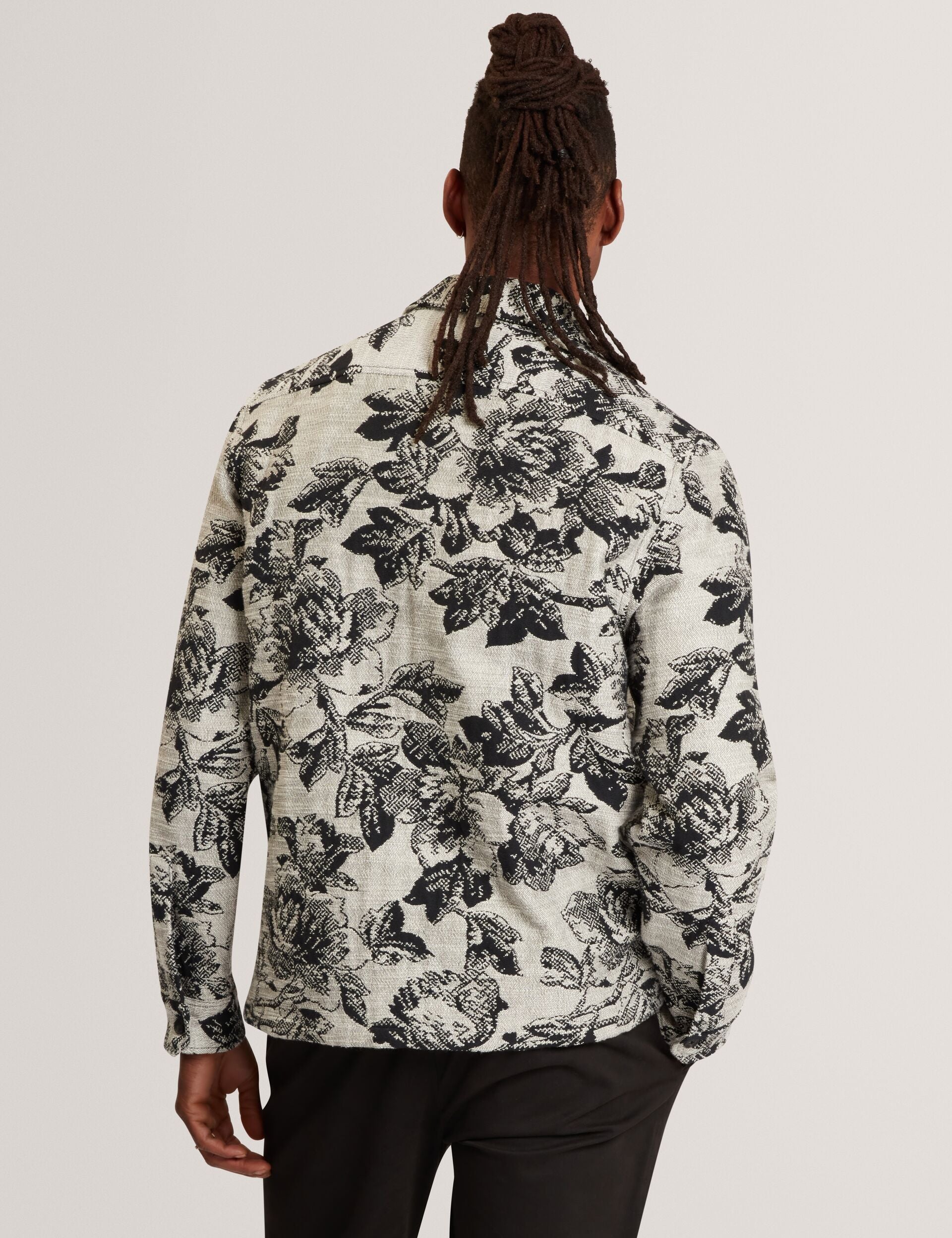Ted Baker Mairis Shaded Floral Print Jacquard Overshirt