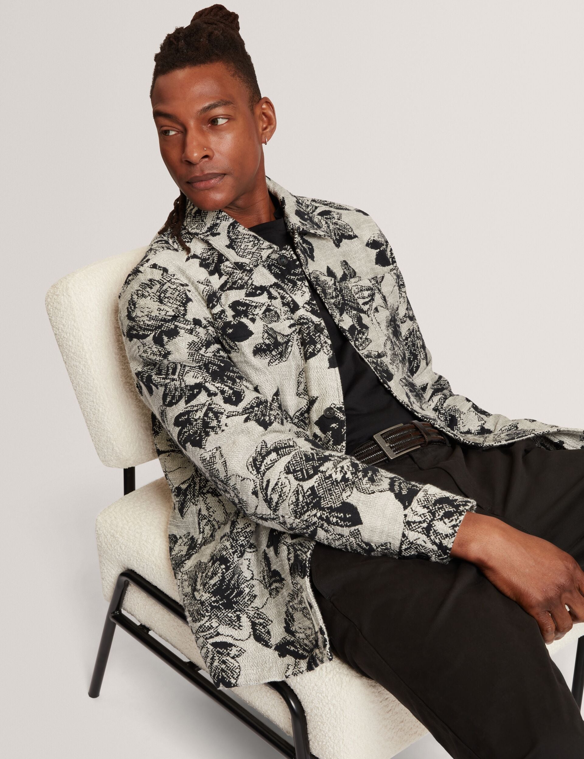 Ted Baker Mairis Shaded Floral Print Jacquard Overshirt