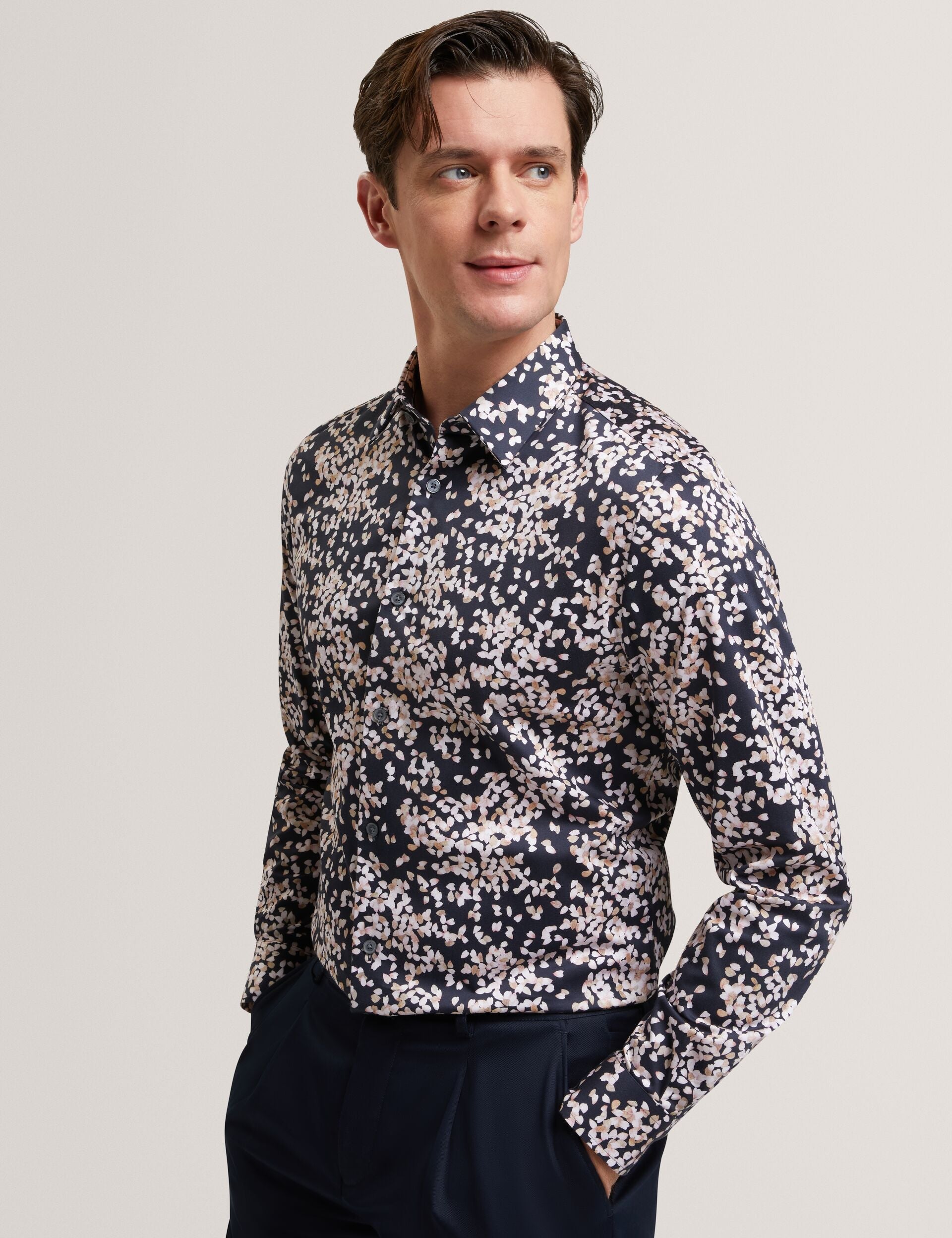 Ted Baker Jaciel Scattered Petal Slim Long Sleeve Shirt