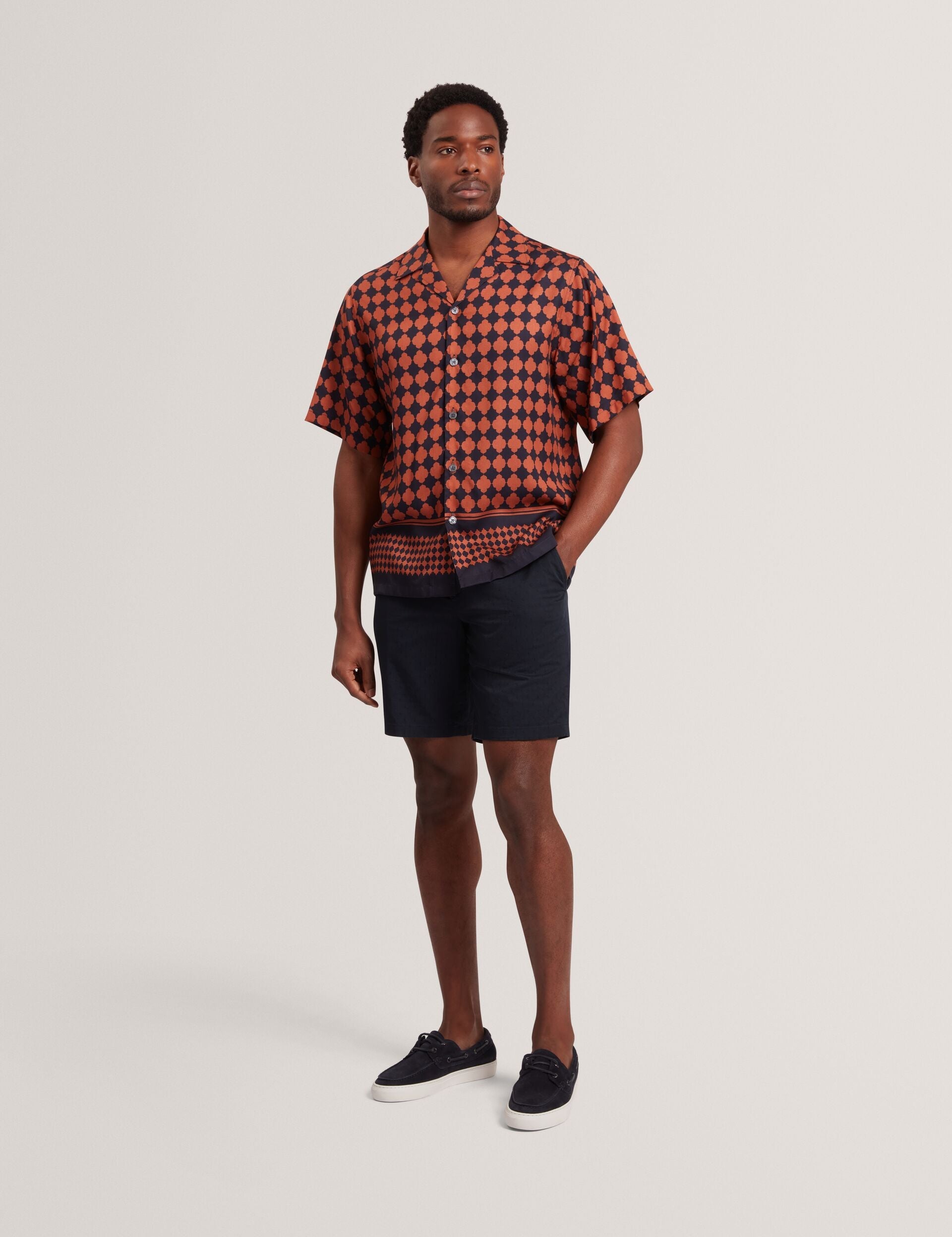 Ted Baker Jirahu Tile Border Print Short Sleeve Shirt