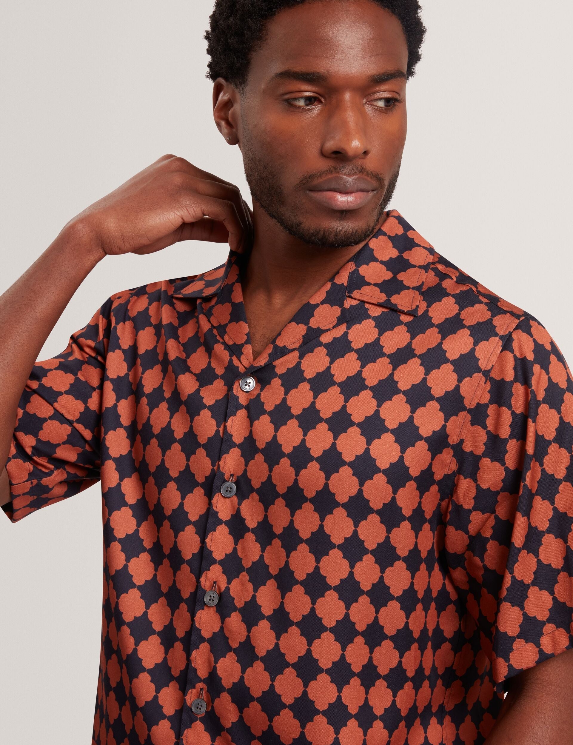 Ted Baker Jirahu Tile Border Print Short Sleeve Shirt
