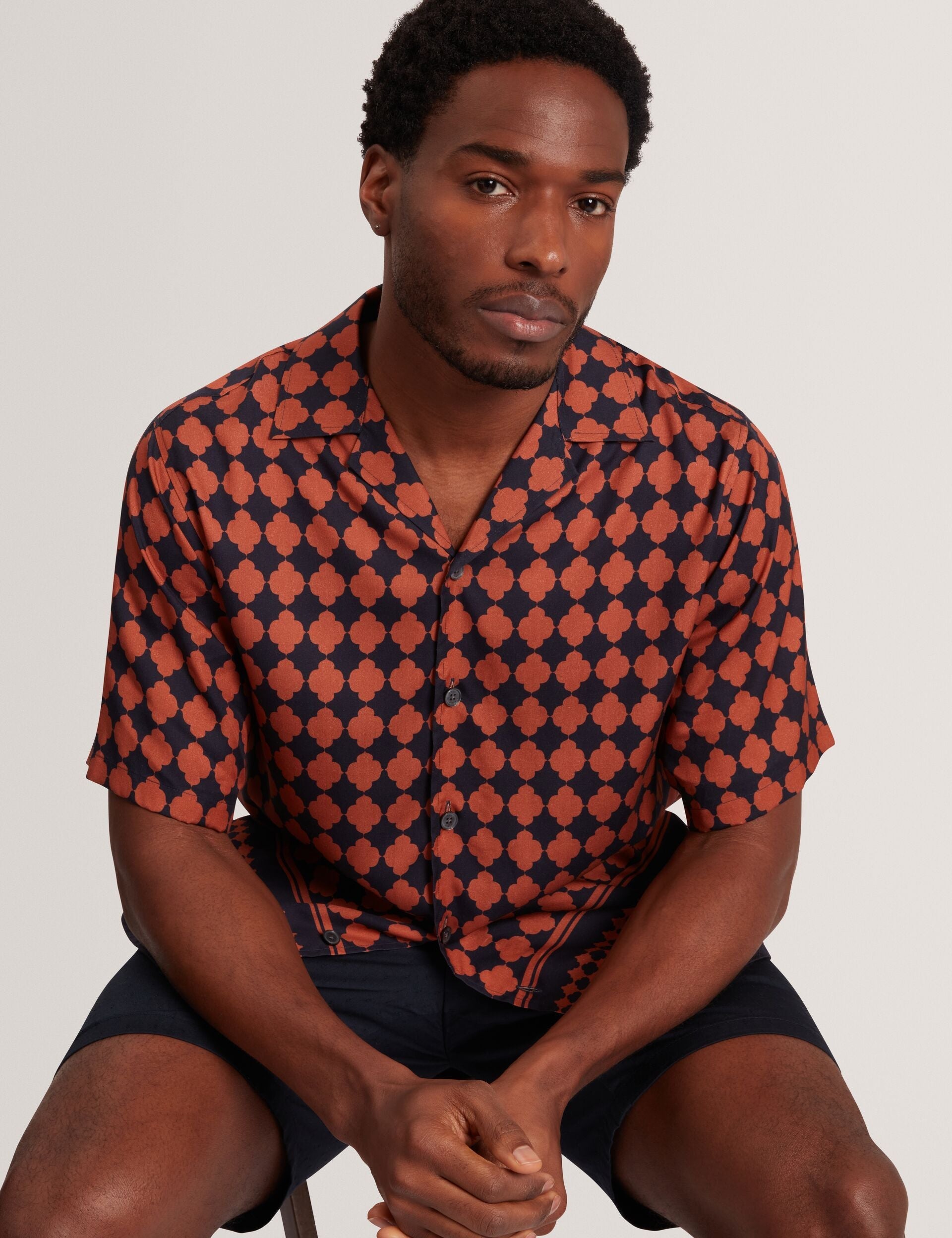 Ted Baker Jirahu Tile Border Print Short Sleeve Shirt