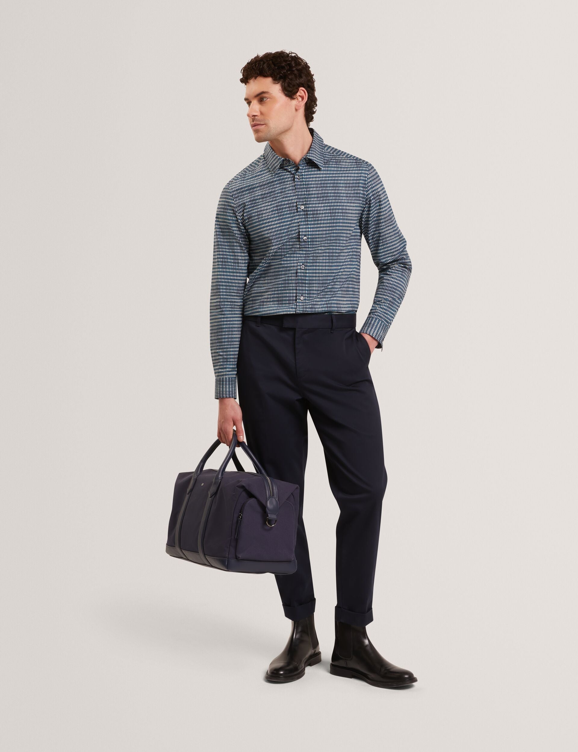 Ted Baker Huayna Blurred Check Cotton Long Sleeve Shirt