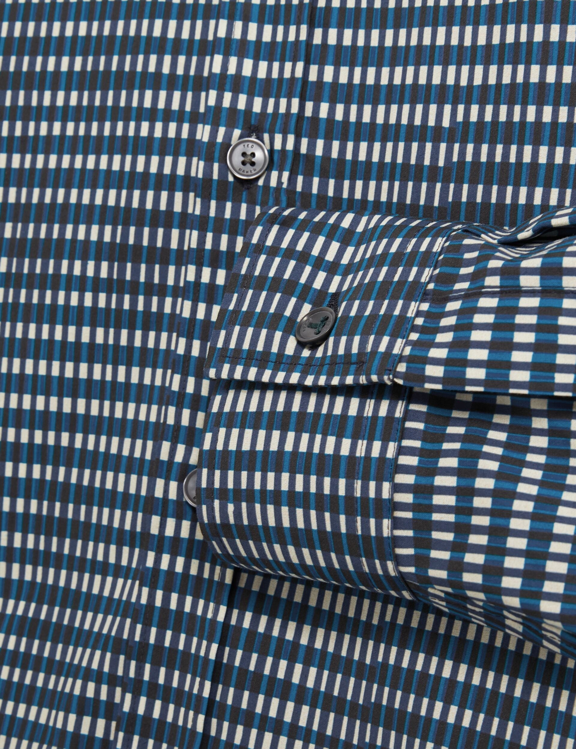 Ted Baker Huayna Blurred Check Cotton Long Sleeve Shirt