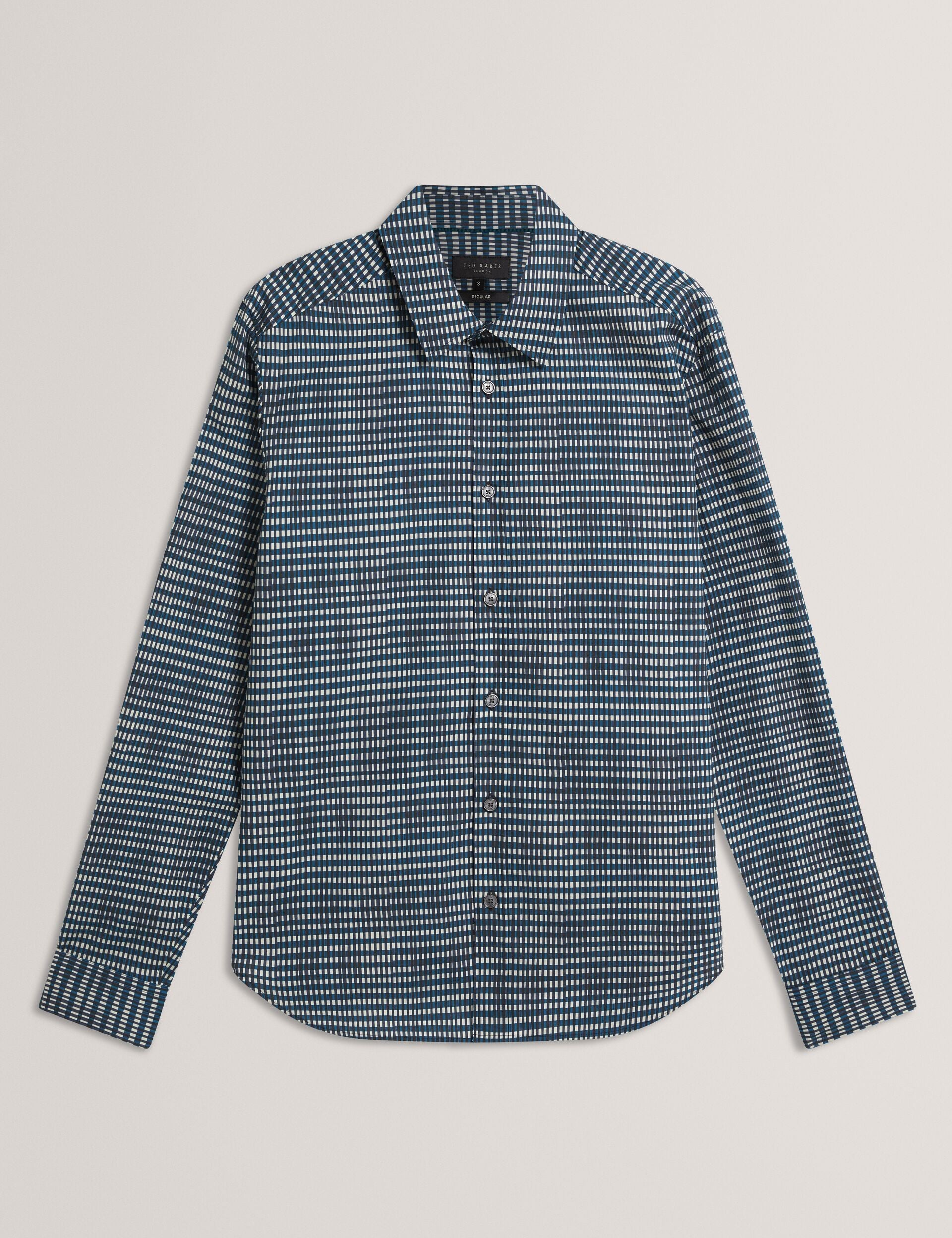 Ted Baker Huayna Blurred Check Cotton Long Sleeve Shirt