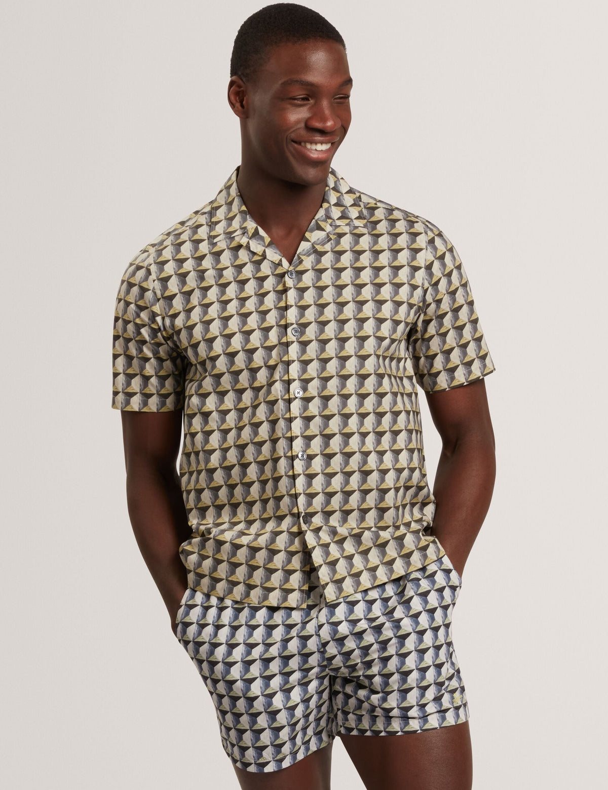Ted Baker Nayelin Relaxed Fit Painted Geo Print Shirt