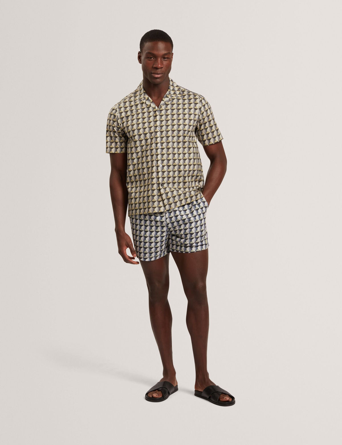 Ted Baker Nayelin Relaxed Fit Painted Geo Print Shirt