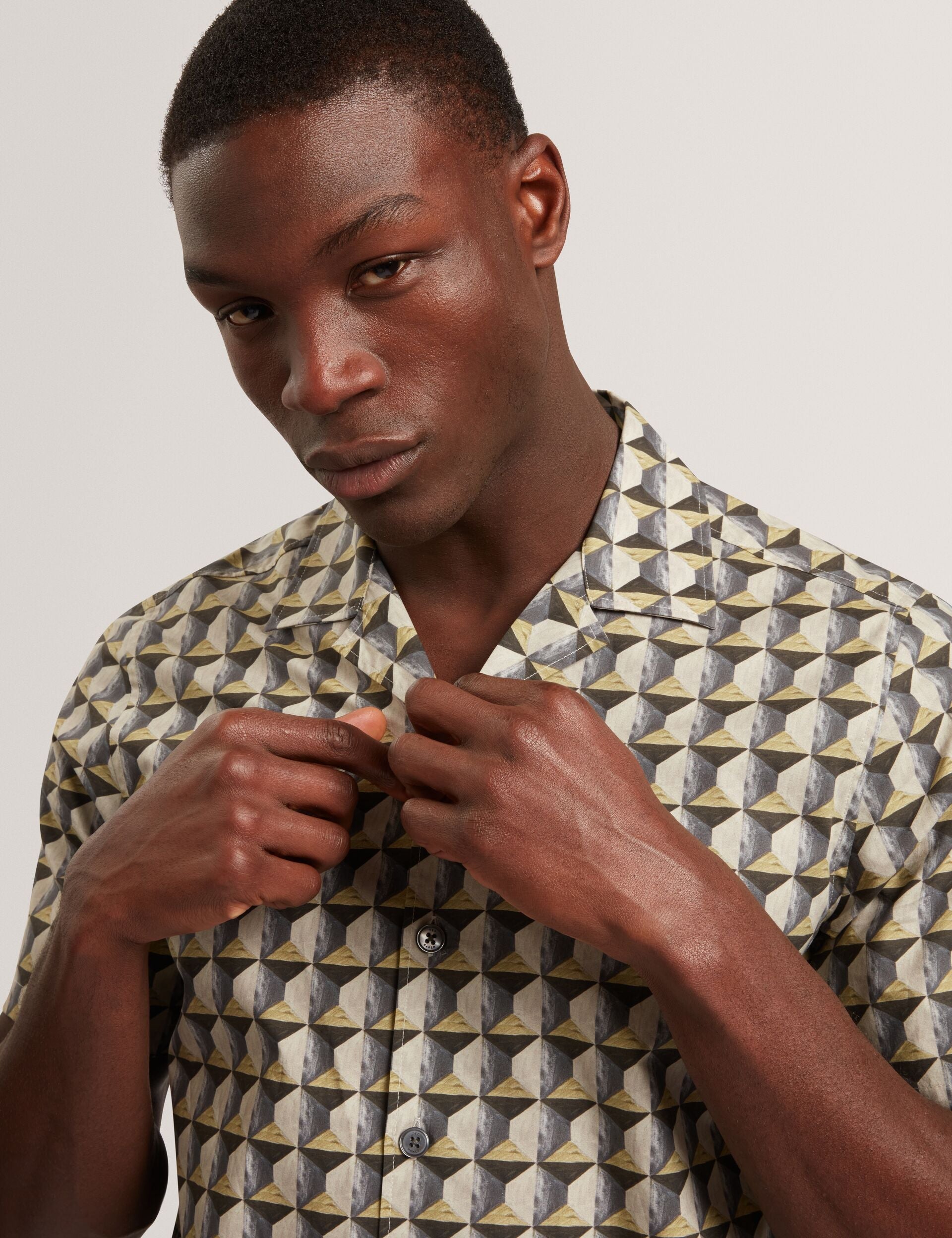 Ted Baker Nayelin Relaxed Fit Painted Geo Print Shirt