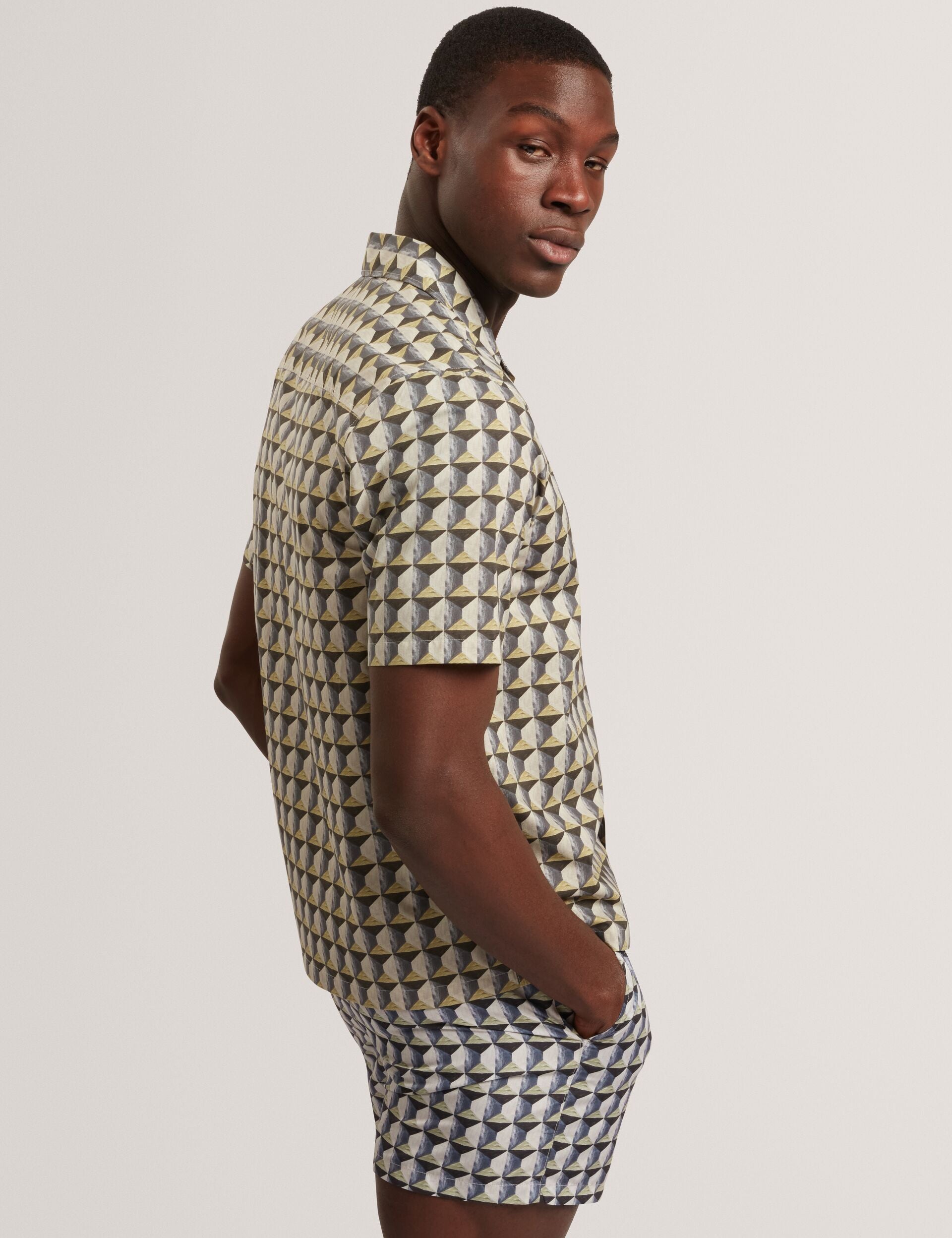Ted Baker Nayelin Relaxed Fit Painted Geo Print Shirt