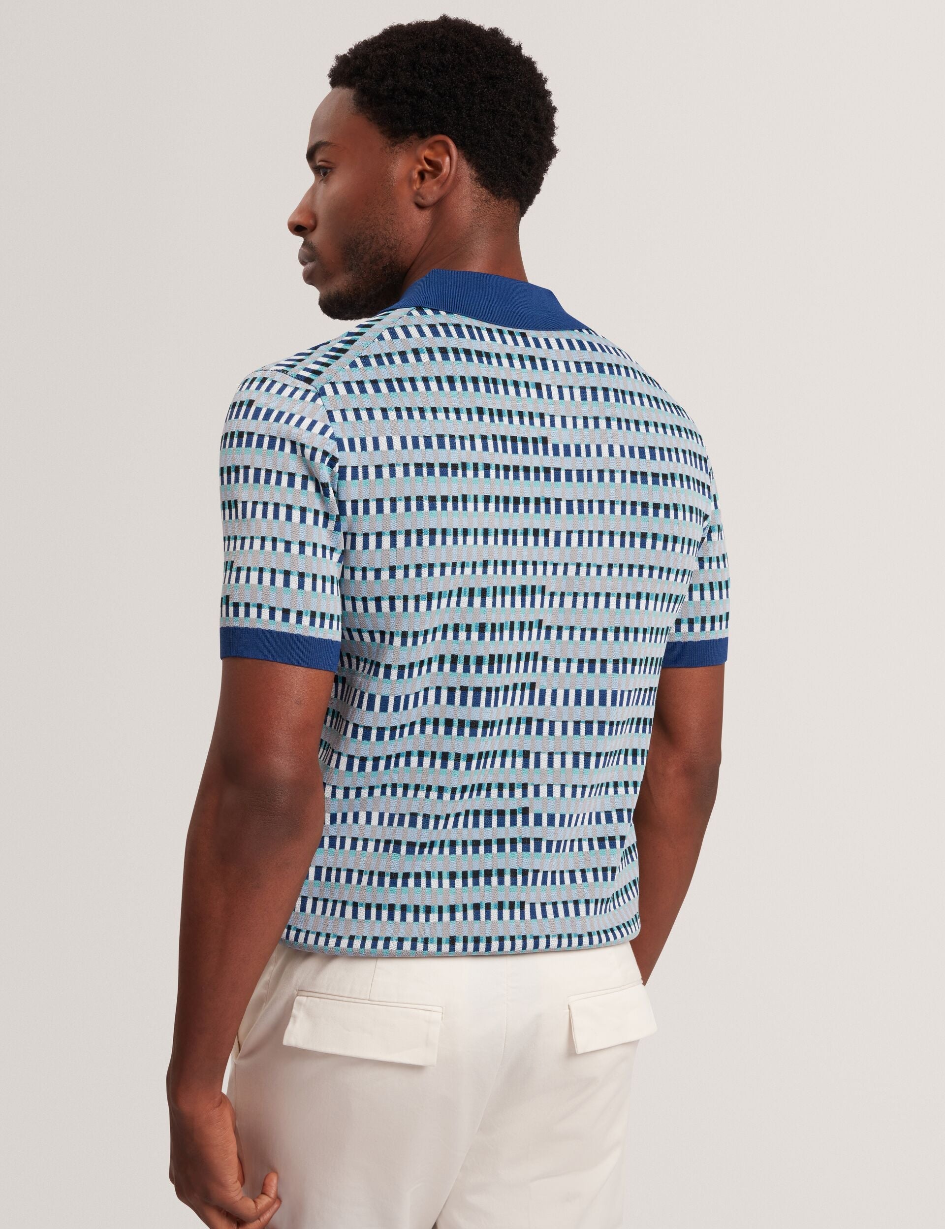 Ted Baker Tadmori Jacquard Dash Check Knitted Polo