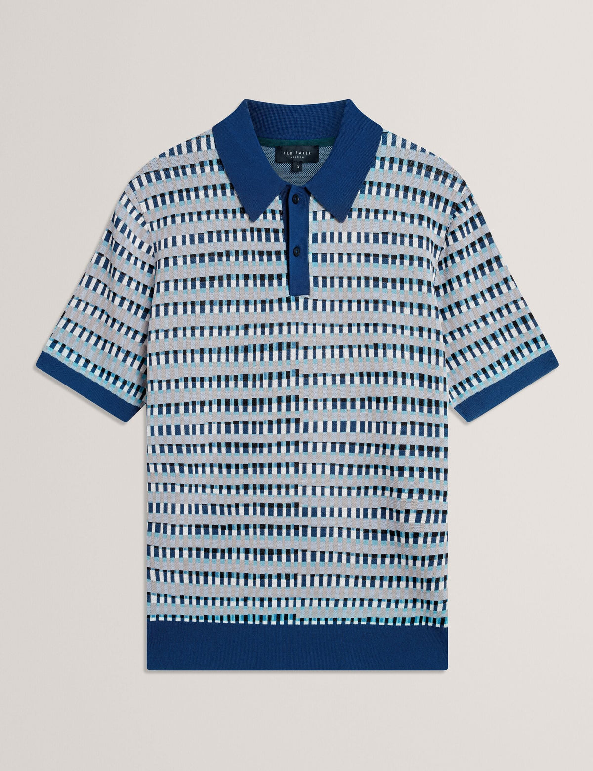Ted Baker Tadmori Jacquard Dash Check Knitted Polo