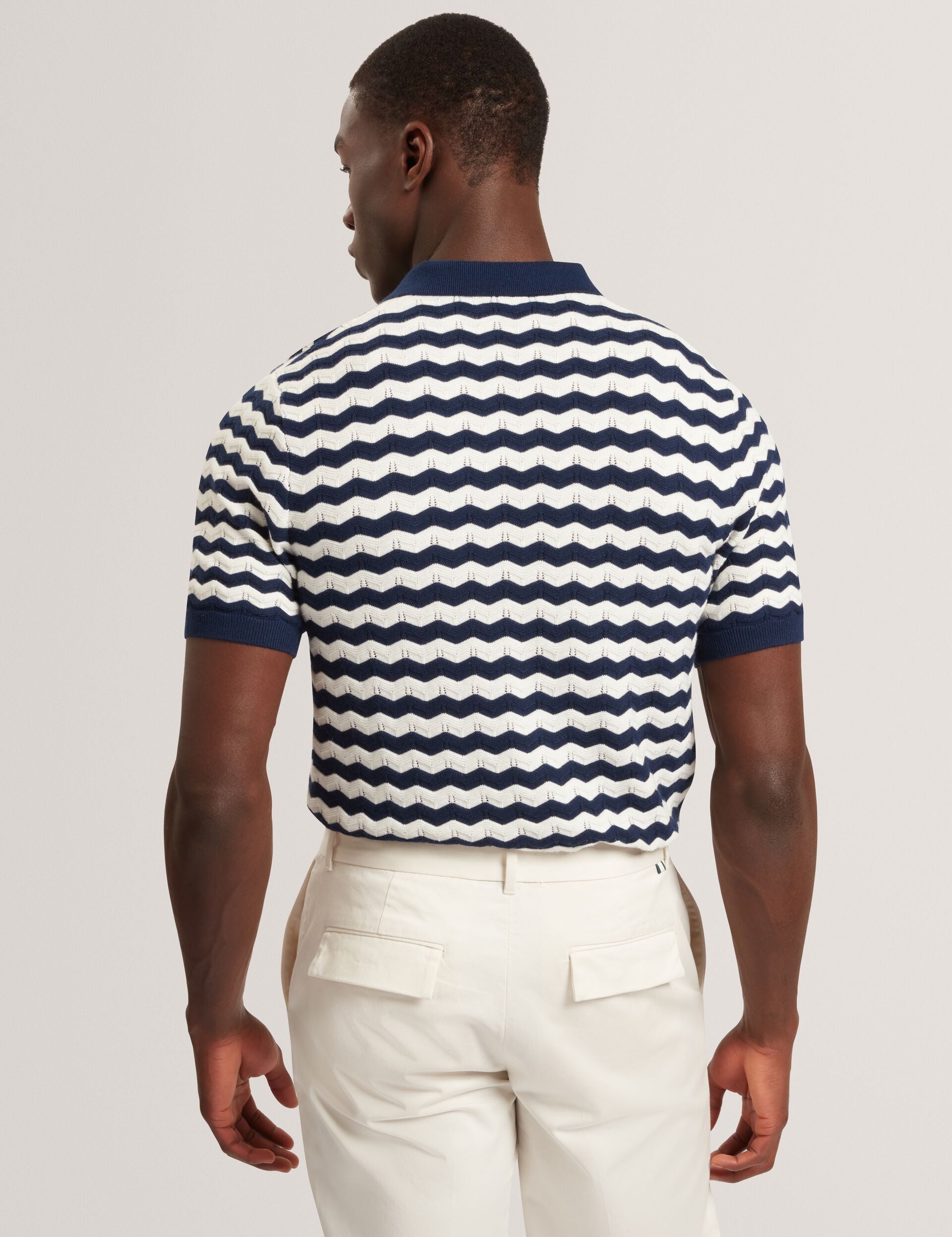 Ted Baker Froobie Wavy Stripe Merino Wool Blend Polo