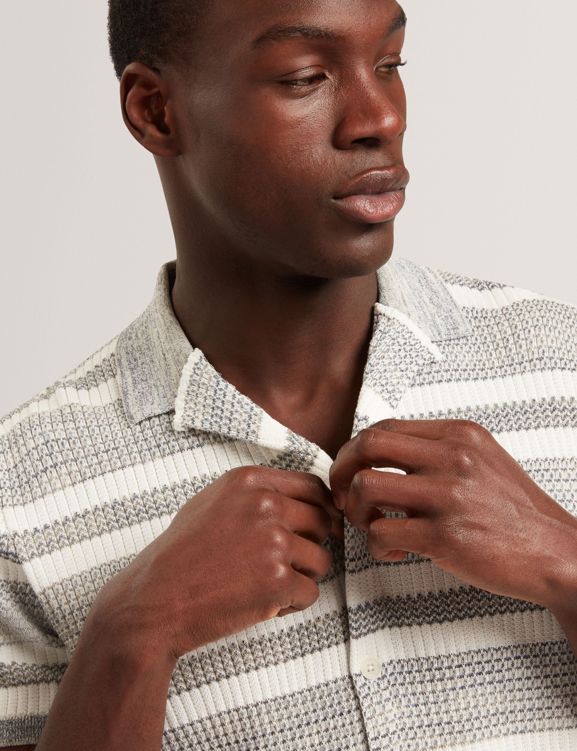 Ted Baker Flacks Striped Knit Relaxed Short Sleeve Shirt