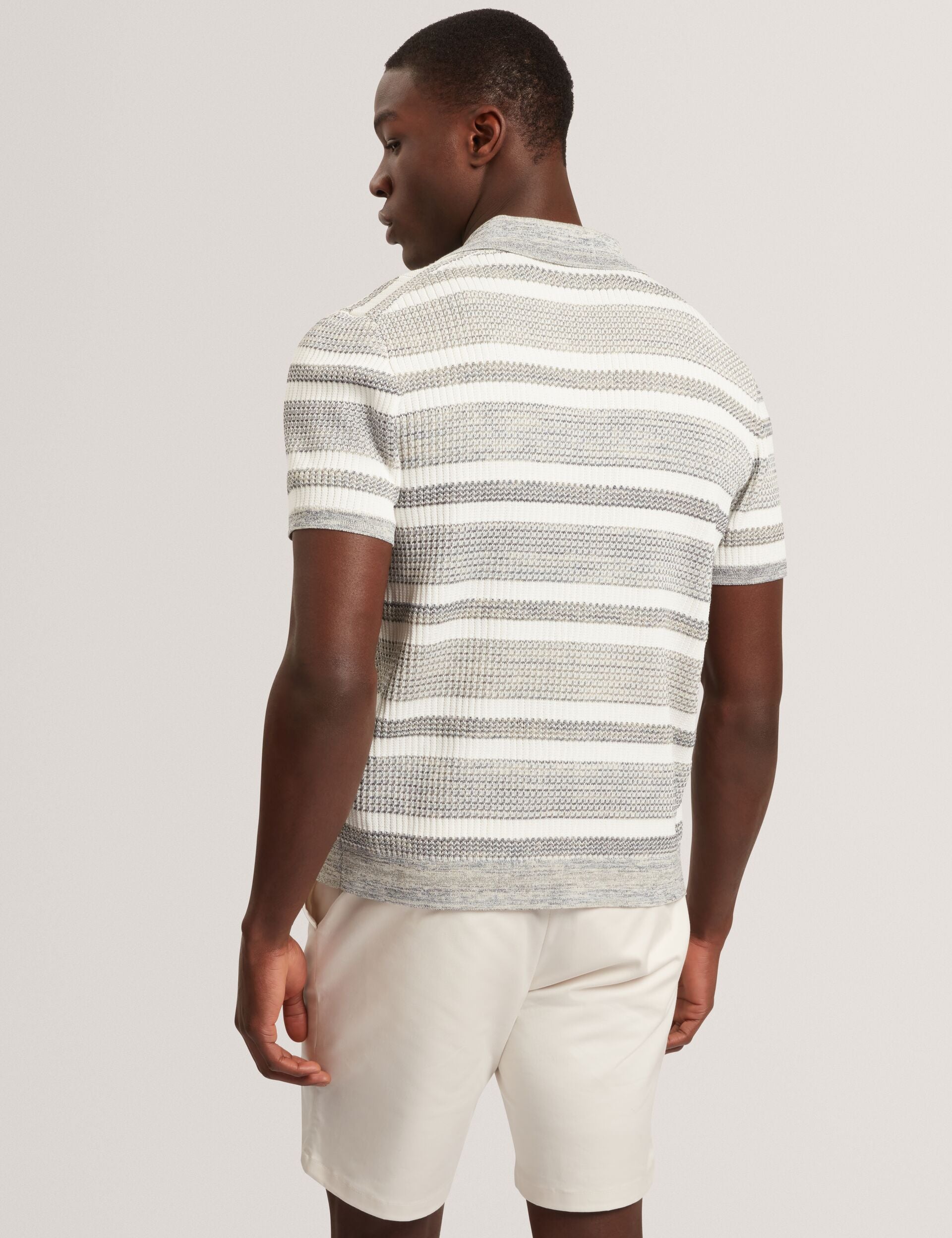 Ted Baker Flacks Striped Knit Relaxed Short Sleeve Shirt