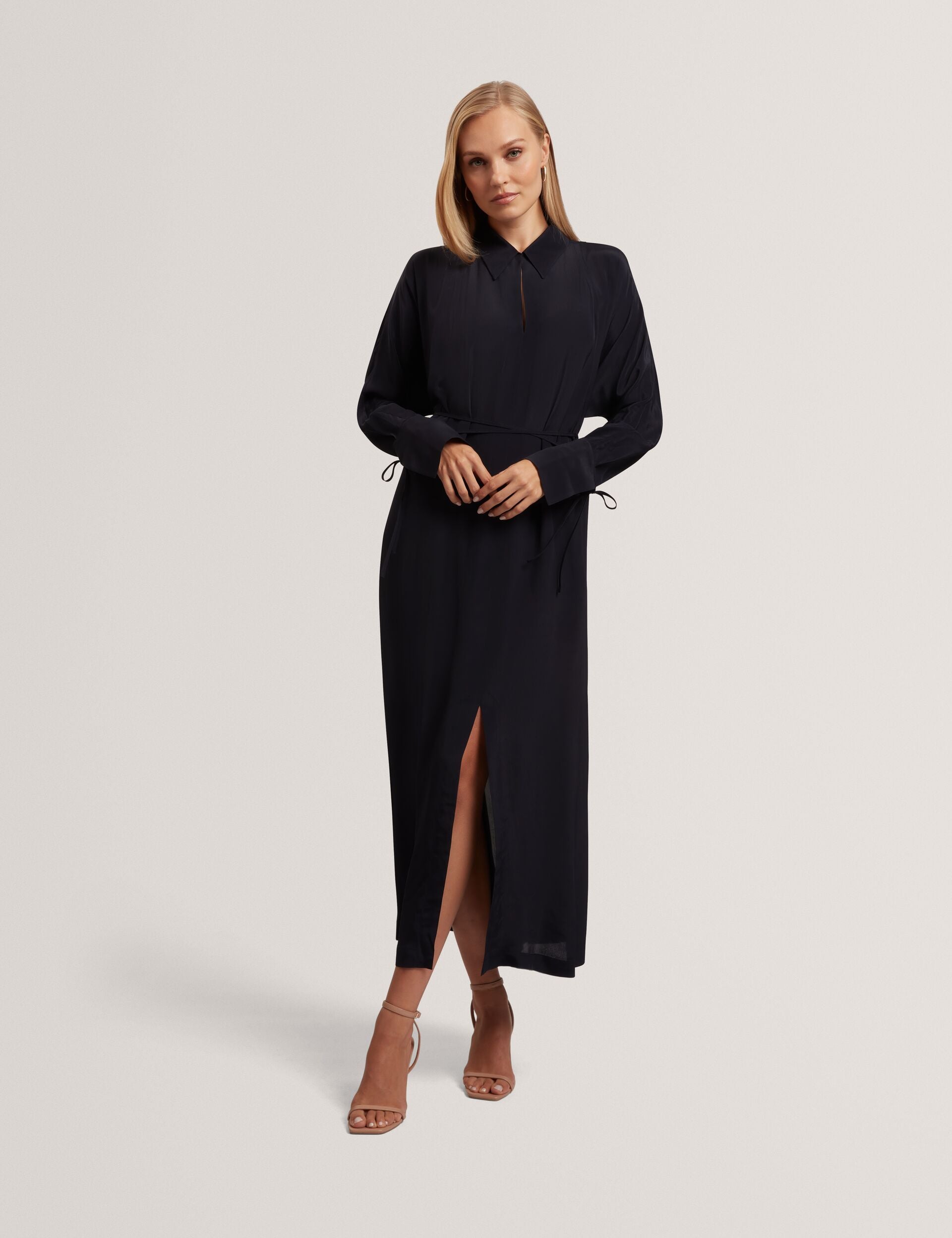 Ted Baker Rhaeaa Tie Detail Crepe Midi Shirt Dress Women's
