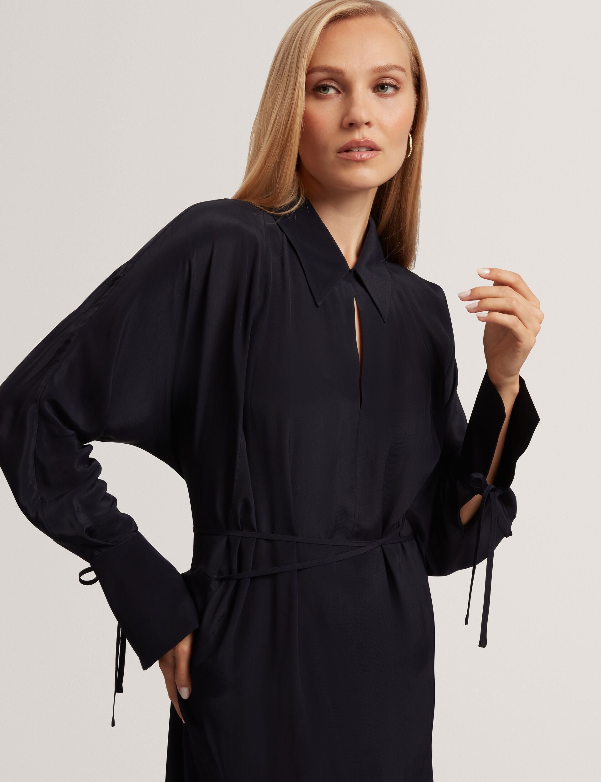 Ted Baker Rhaeaa Tie Detail Crepe Midi Shirt Dress Women's
