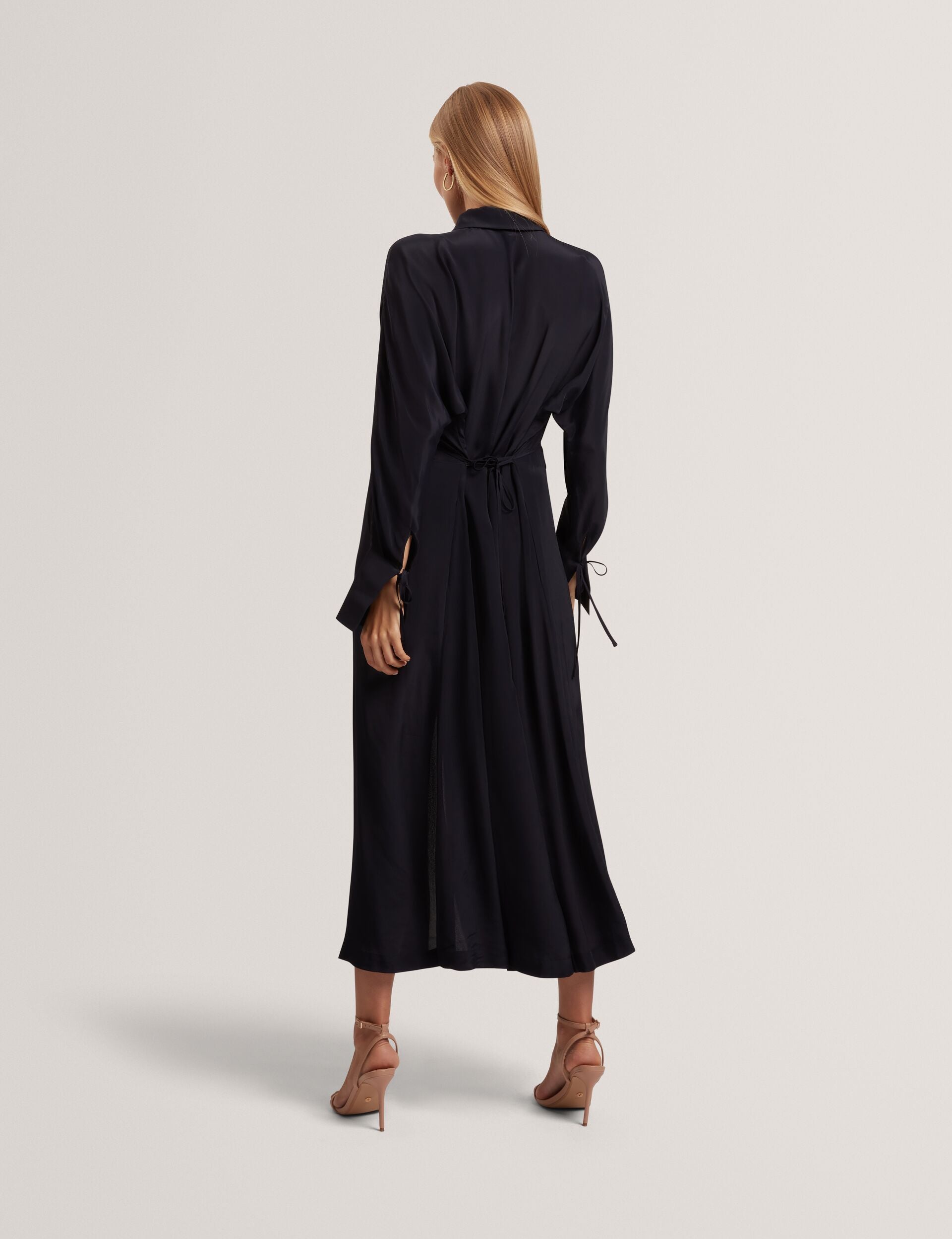 Ted Baker Rhaeaa Tie Detail Crepe Midi Shirt Dress Women's