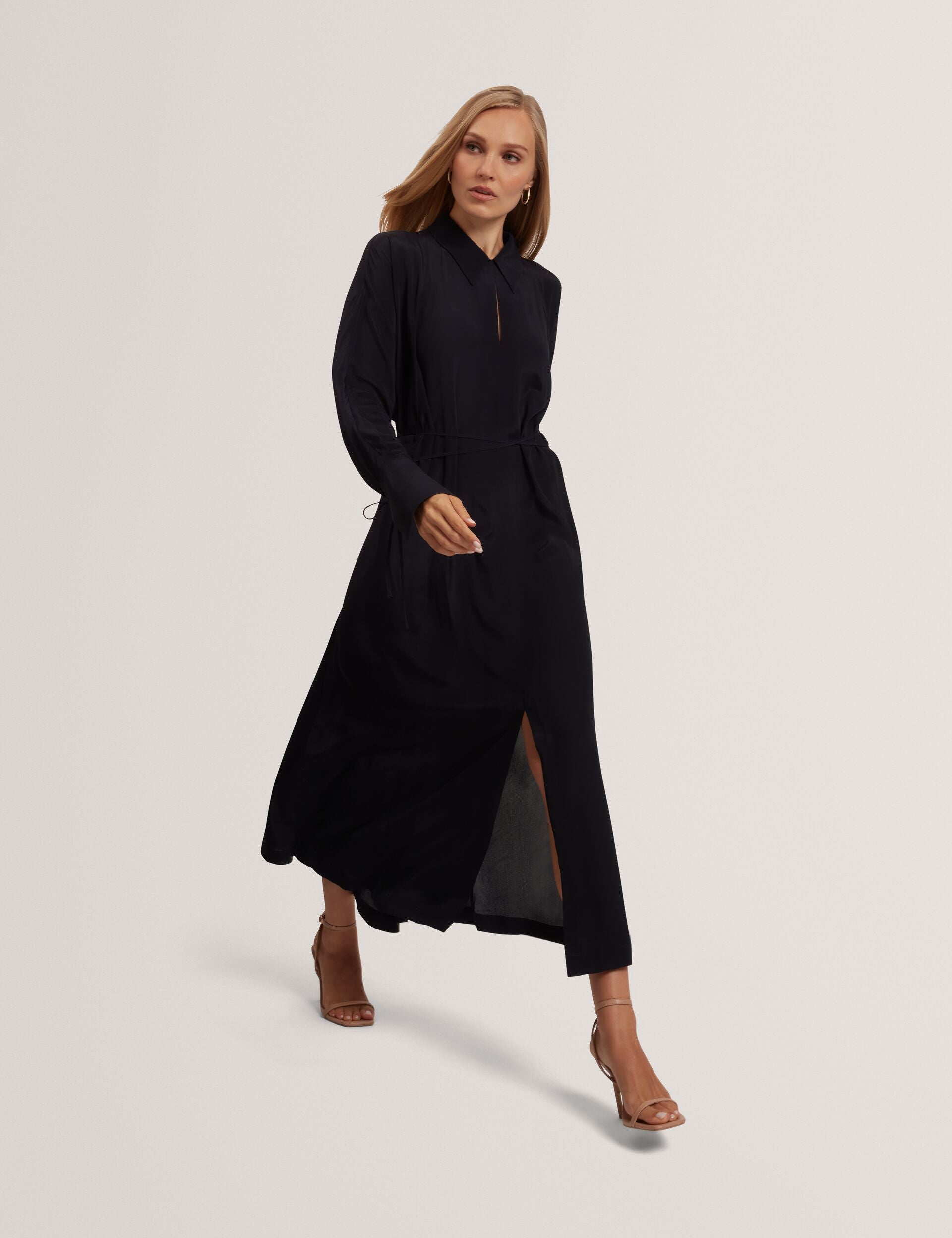 Ted Baker Rhaeaa Tie Detail Crepe Midi Shirt Dress Women's