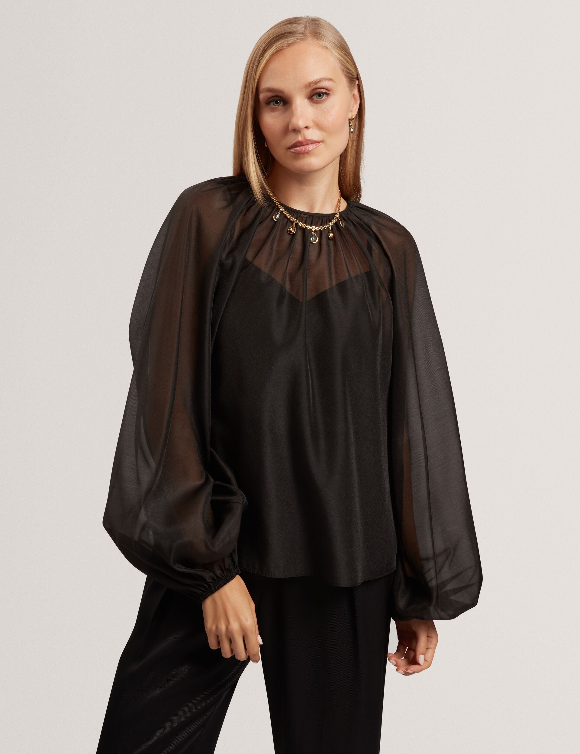 Ted Baker Eelana Organza Long Balloon Sleeve Blouse Women's