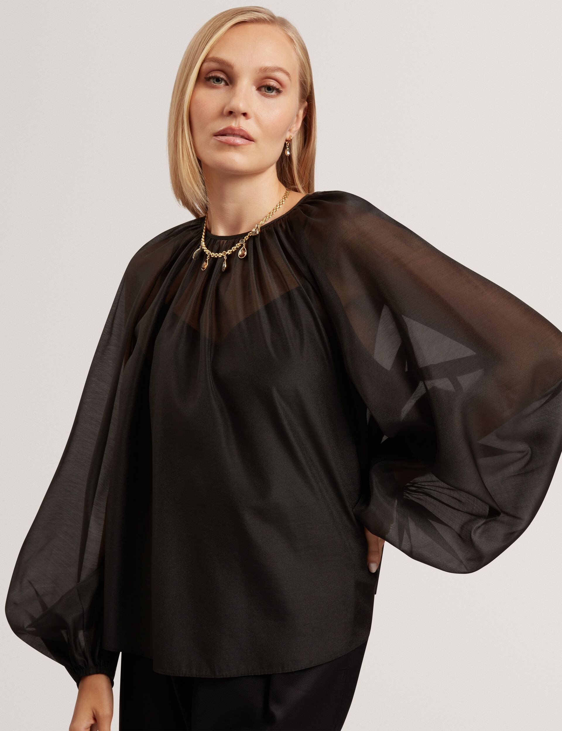 Ted Baker Eelana Organza Long Balloon Sleeve Blouse Women's
