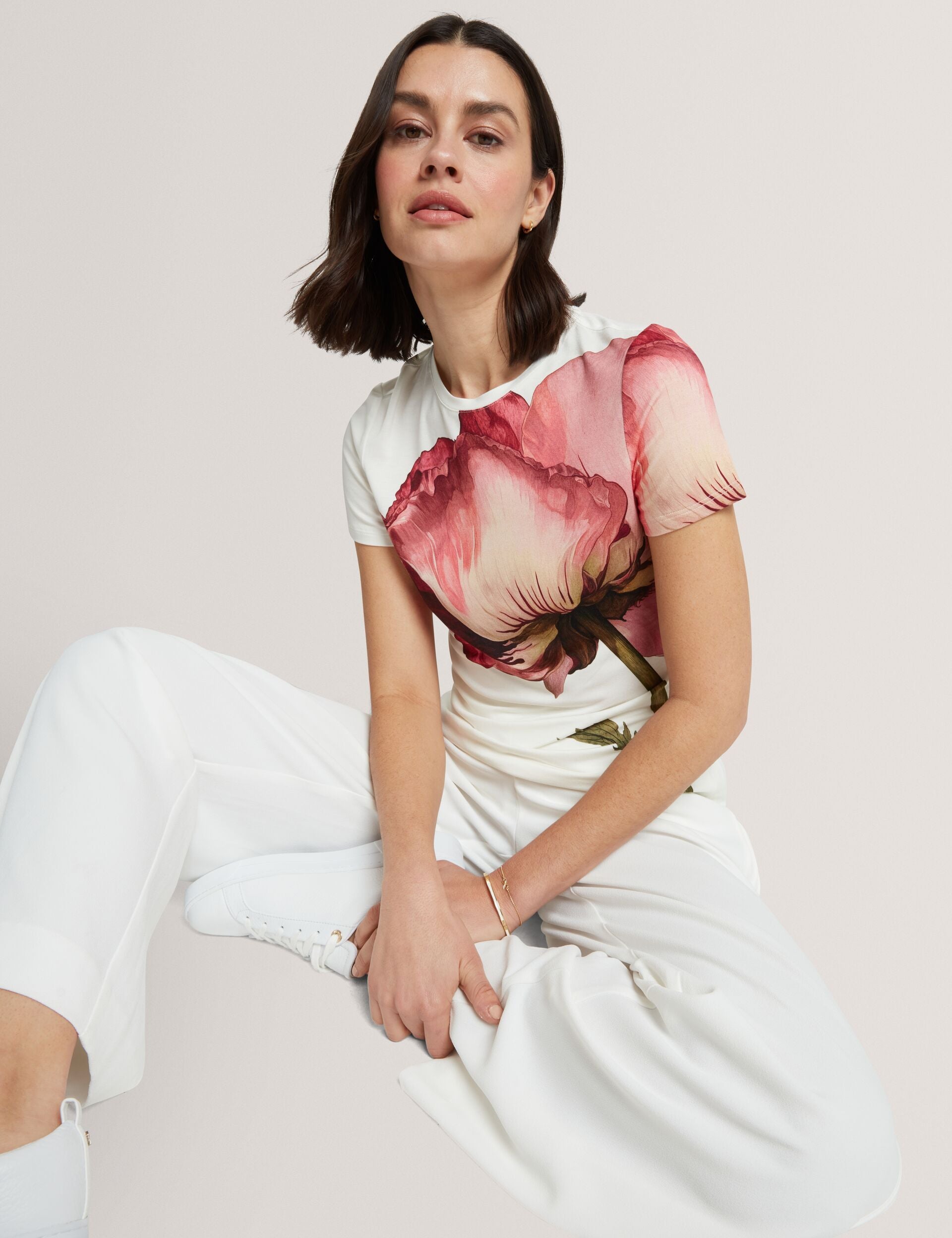 Ted Baker Obrey Floral Graphic Soft Touch Fitted Tshirt Women's
