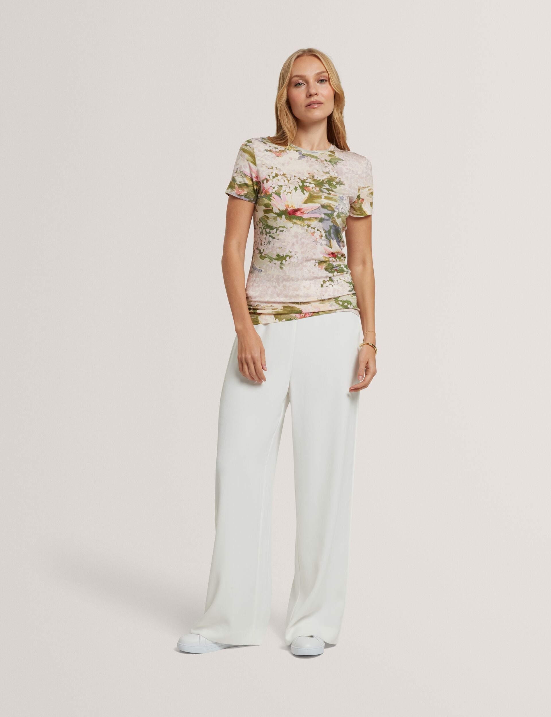 Ted Baker Polla Lilypad Print Fitted Jersey Tshirt Women's
