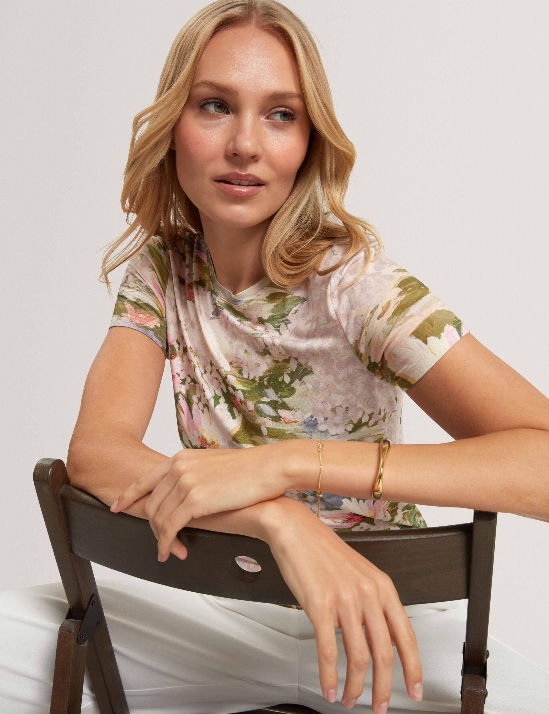 Ted Baker Polla Lilypad Print Fitted Jersey Tshirt Women's