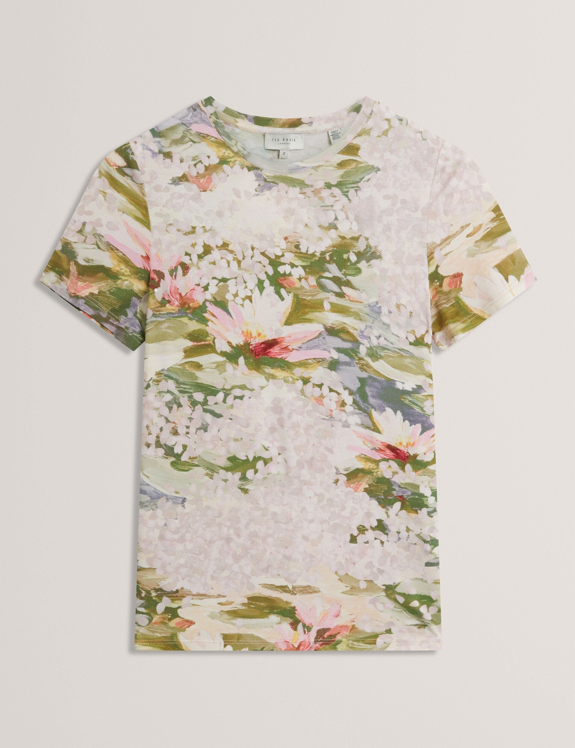 Ted Baker Polla Lilypad Print Fitted Jersey Tshirt Women's