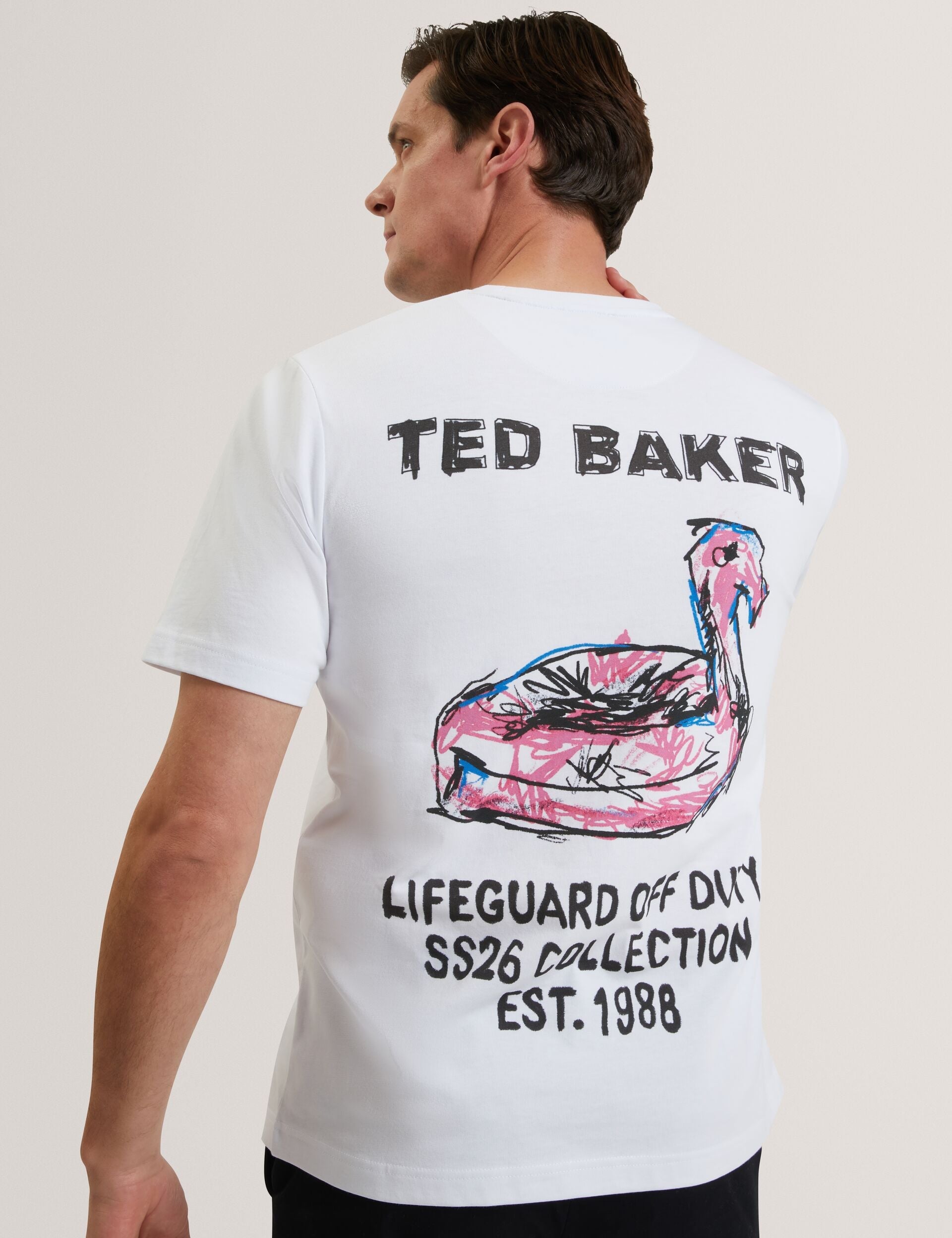 Ted Baker Ramoss Flamingo Back Graphic Cotton Tshirt