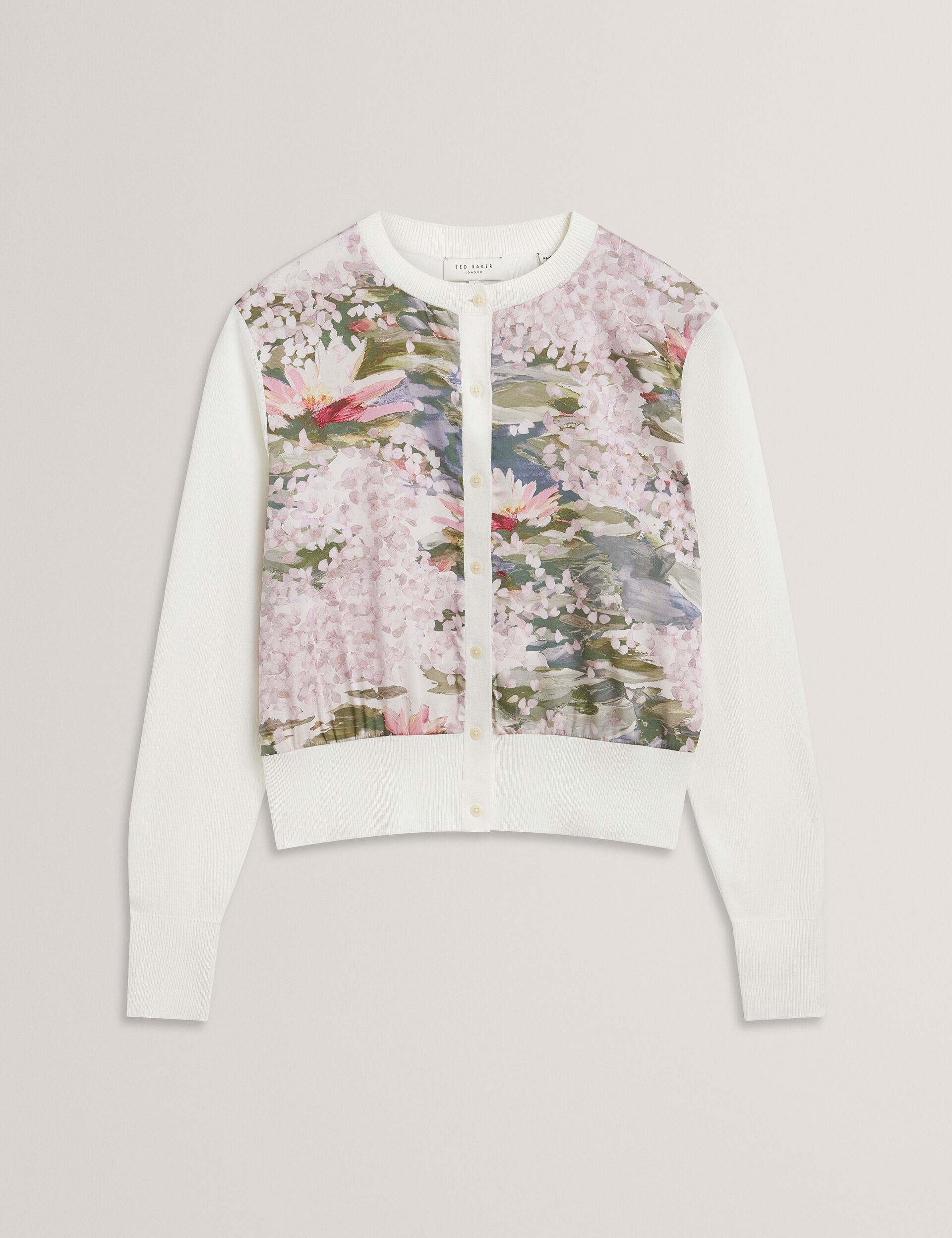 Ted Baker Sisilla Lilypad Print Woven Front Cardigan Women's