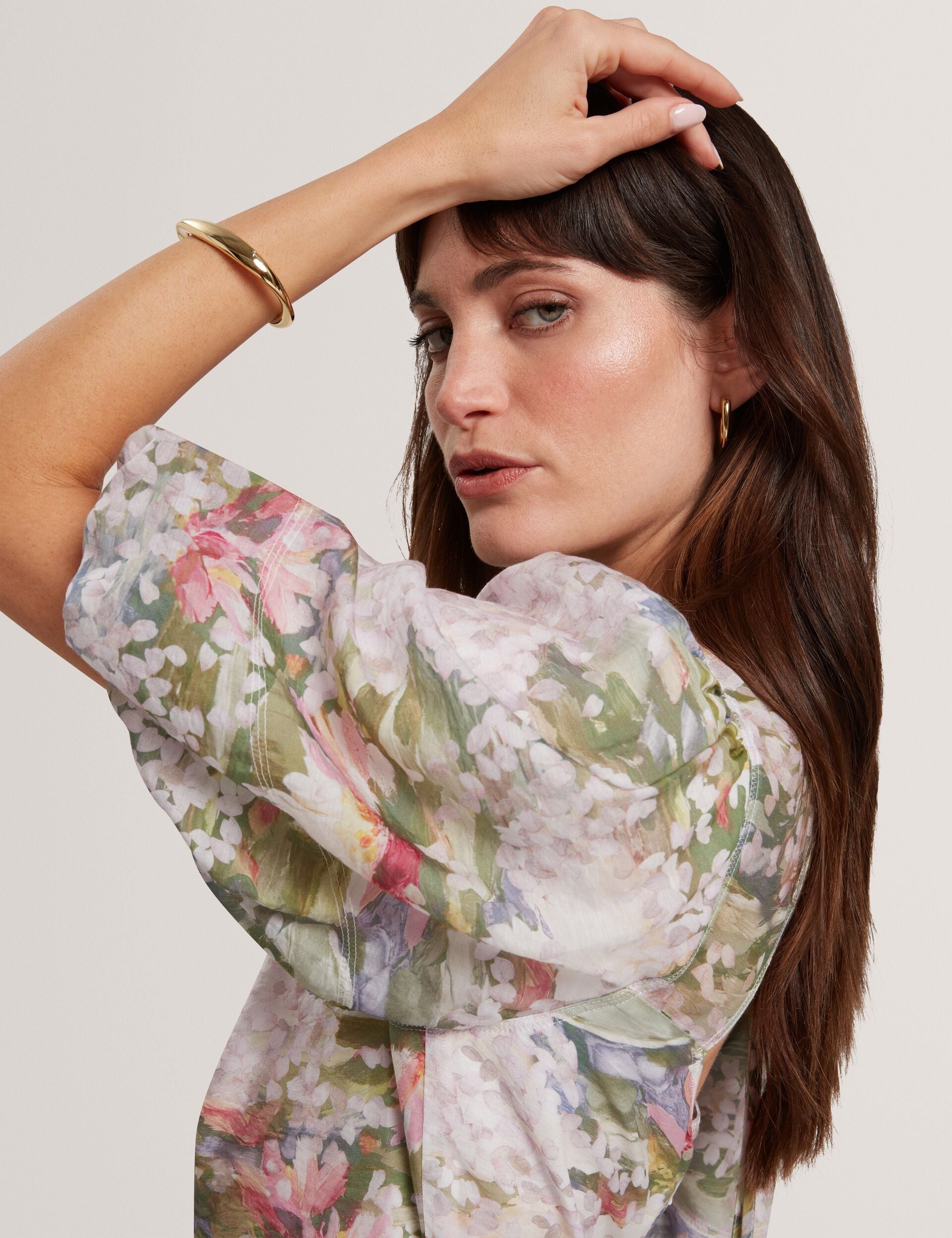 Ted Baker Jonora Lilypad Print Puff Sleeve Midi Dress Women's