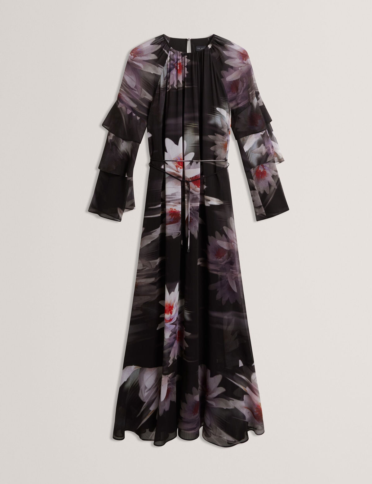 Ted Baker Moliia Lily Print Frilled Long Sleeve Maxi Dress Women's