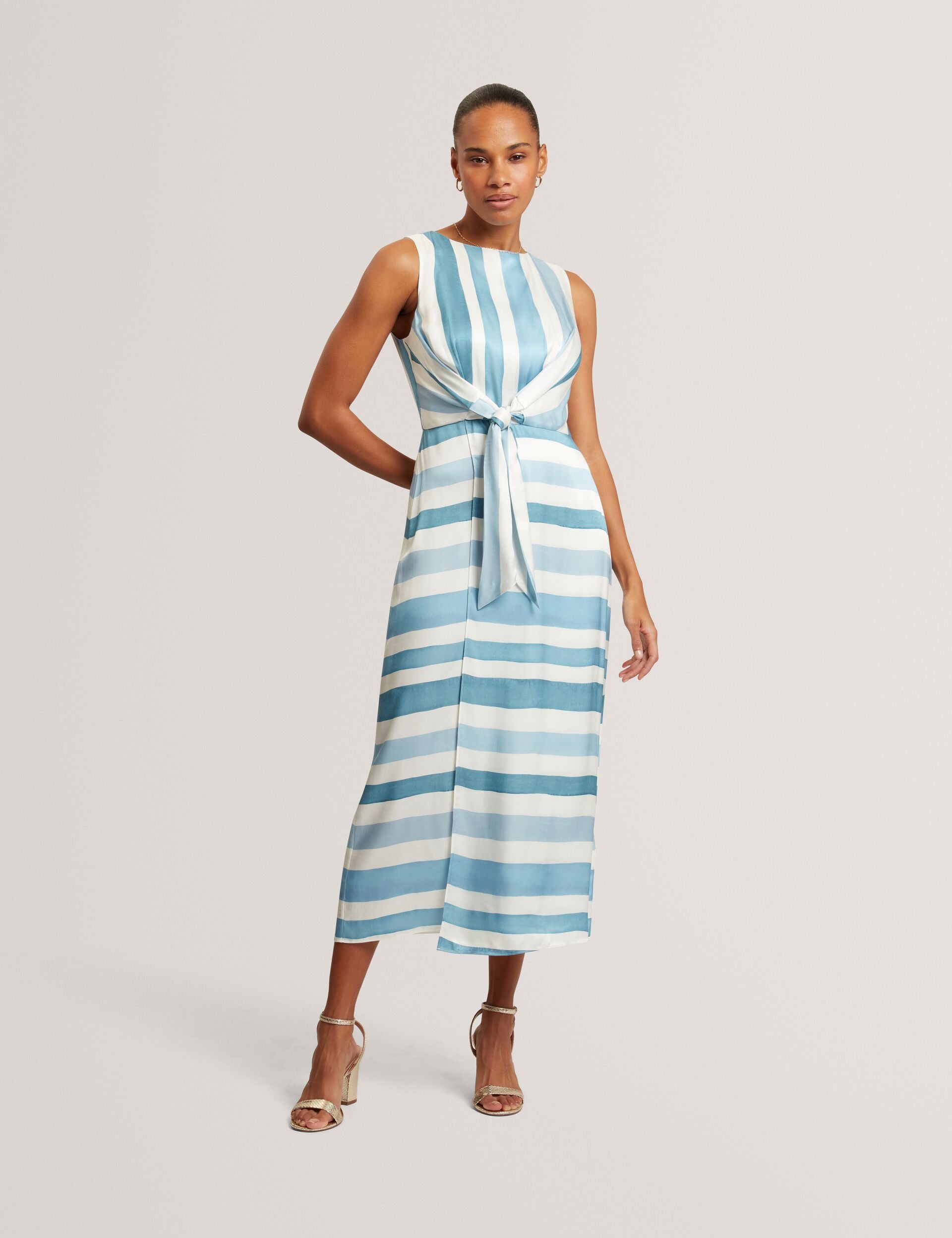 Ted Baker Kahya Blue Stripe Tie Front Sleeveless Midi Dress Women's – Kicks  Machine