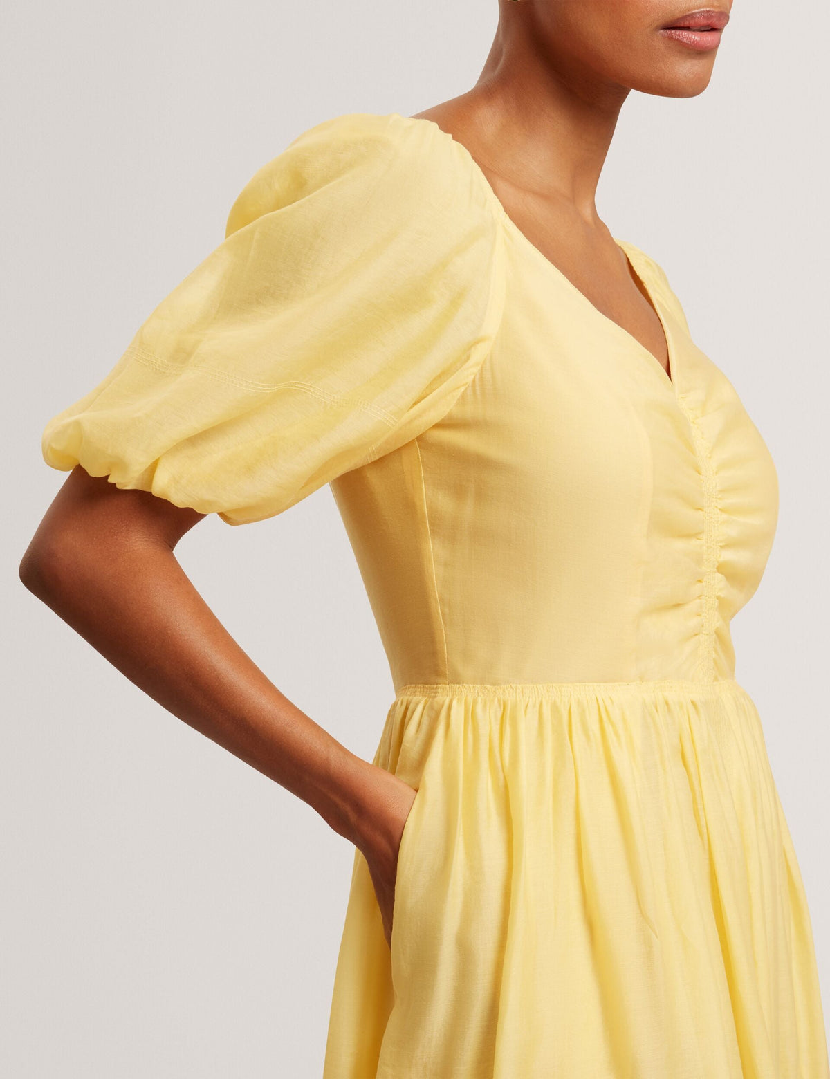 Ted Baker Orlaah Puff Sleeve Vneck Woven Midi Dress Women's