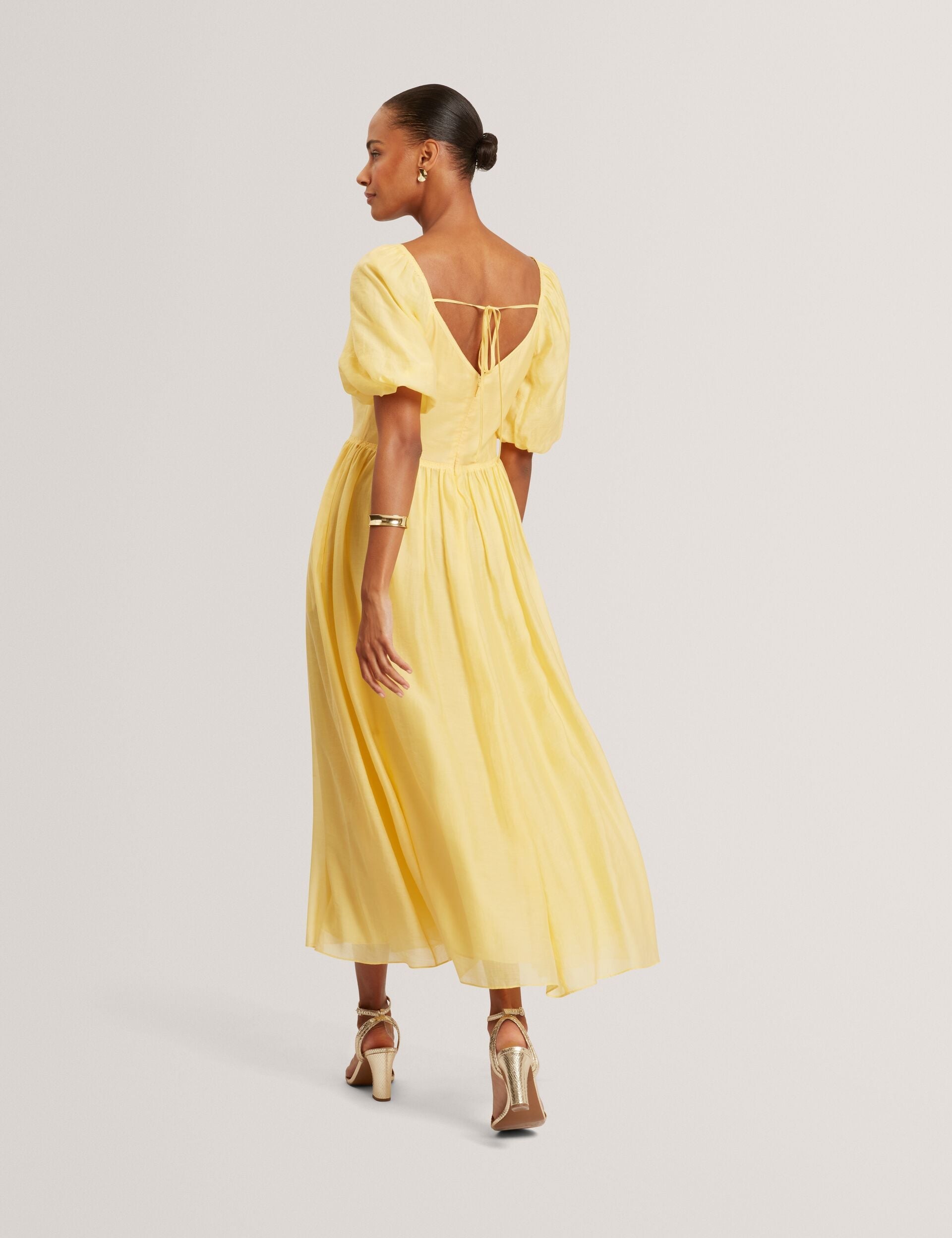 Ted Baker Orlaah Puff Sleeve Vneck Woven Midi Dress Women's