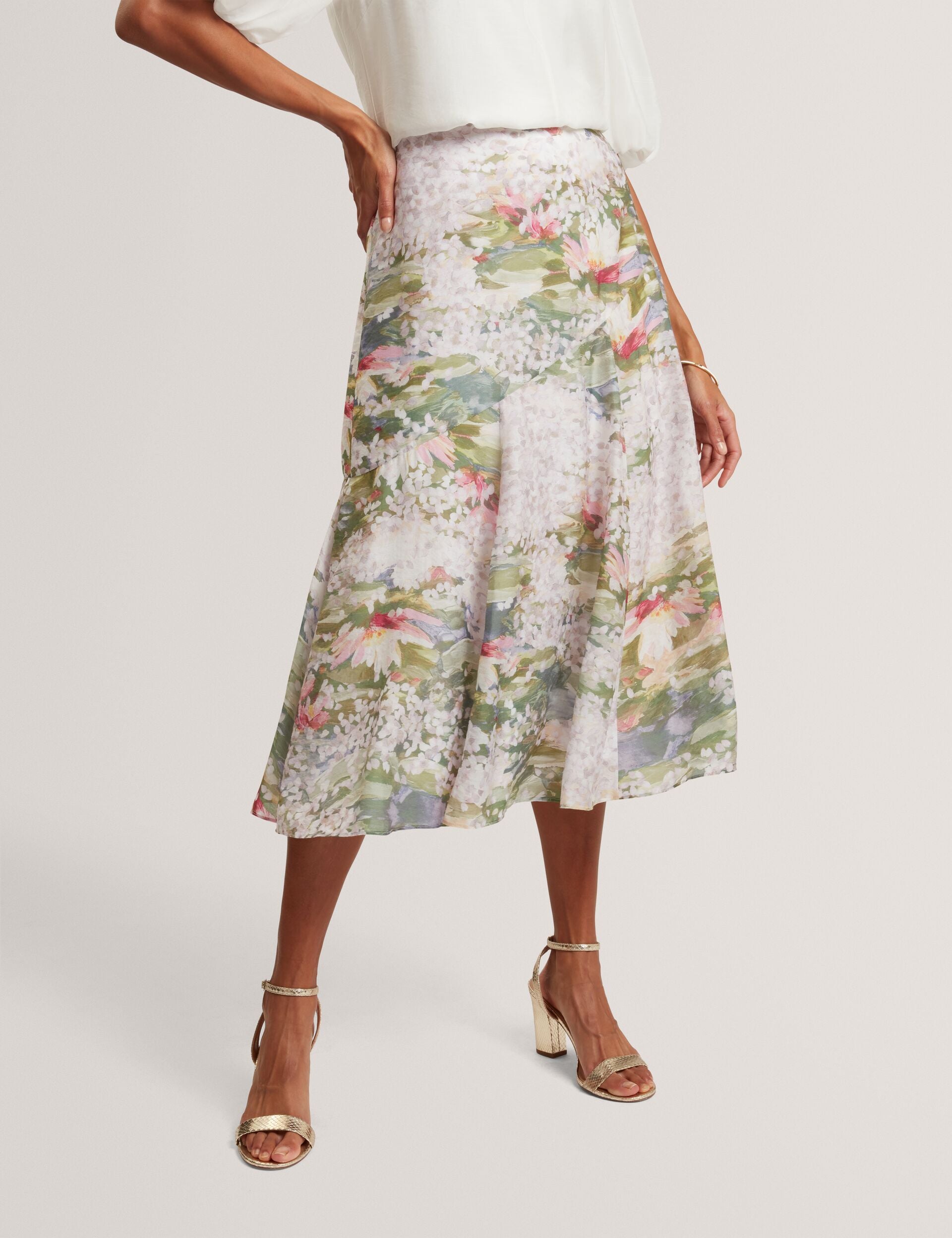 Ted Baker Layda Lilypad Print Aline Midi Skirt Women's