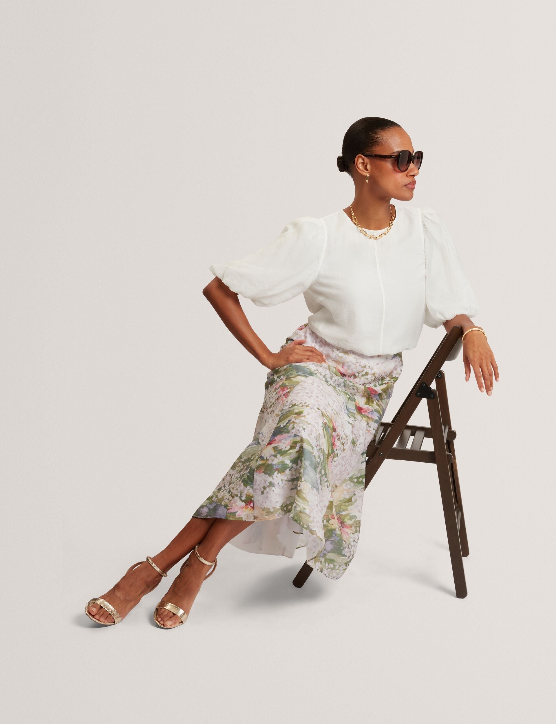 Ted Baker Layda Lilypad Print Aline Midi Skirt Women's