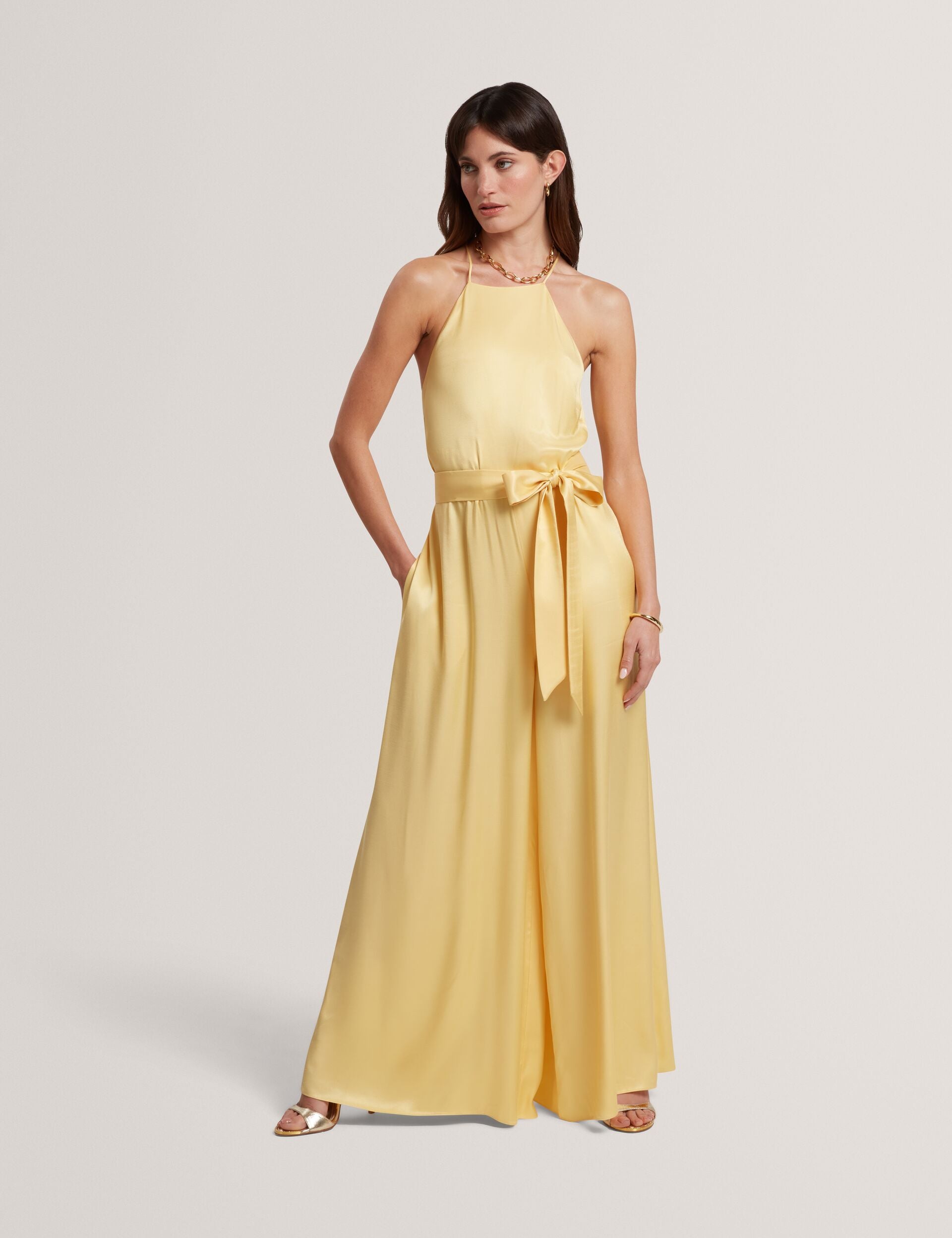 Ted Baker Innzia Halterneck Belted Wide Leg Jumpsuit Women's
