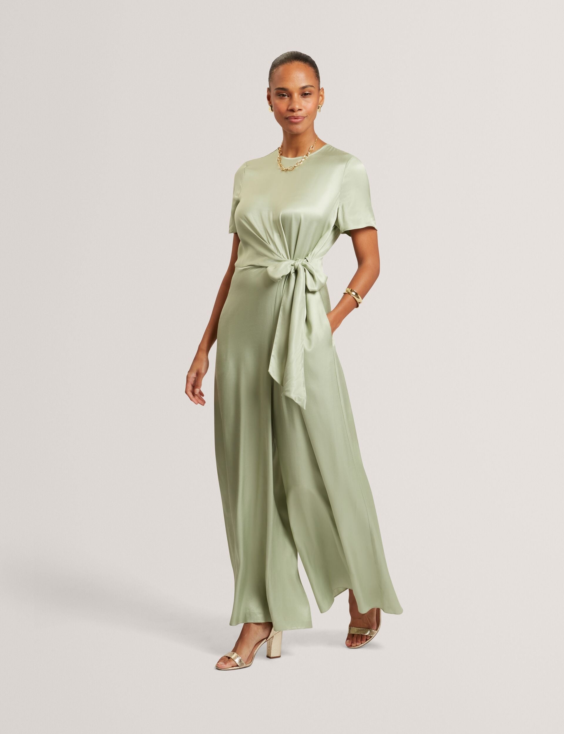 Ted Baker Corza Tie Detail Short Sleeve Wide Leg Jumpsuit Women's
