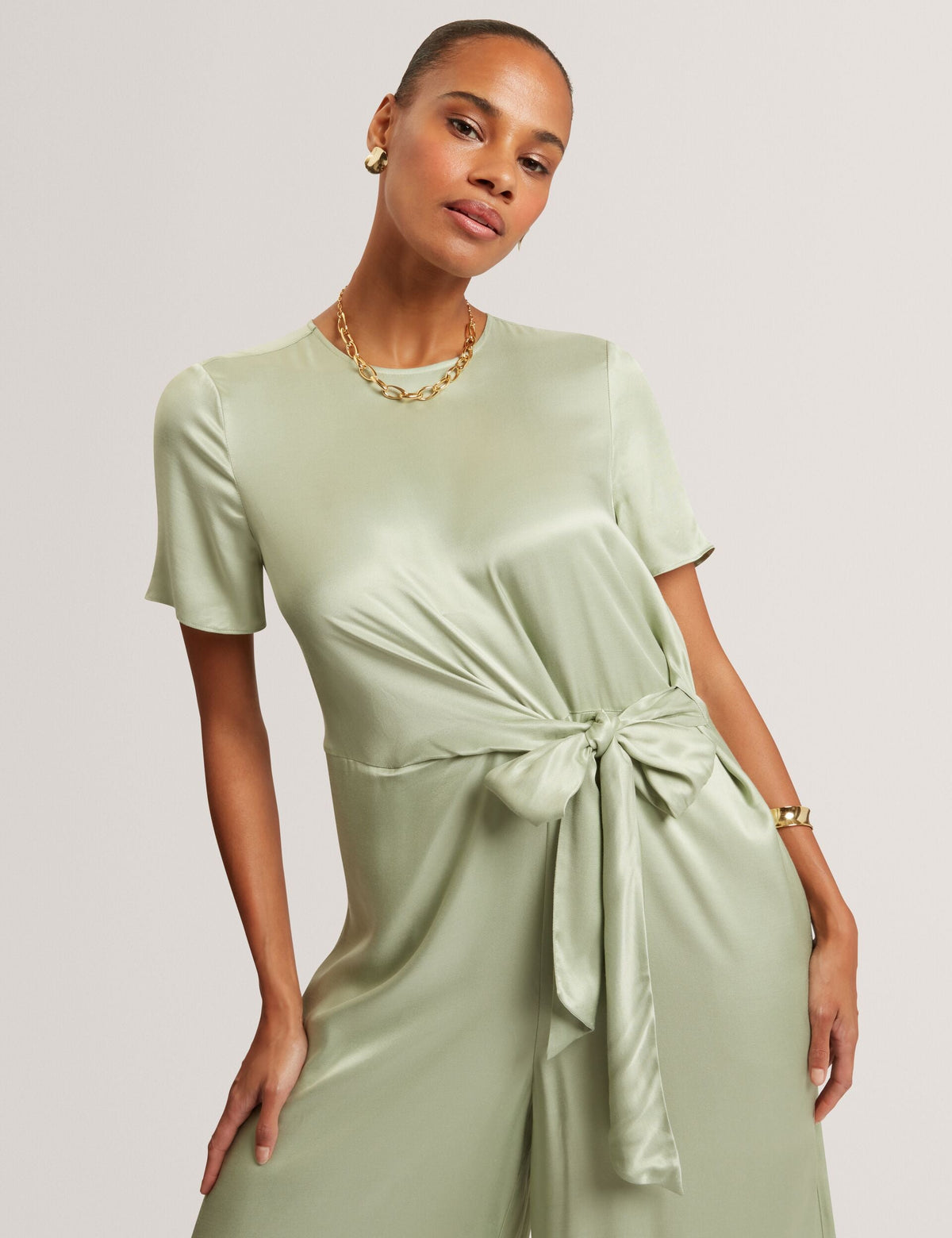 Ted Baker Corza Tie Detail Short Sleeve Wide Leg Jumpsuit Women's