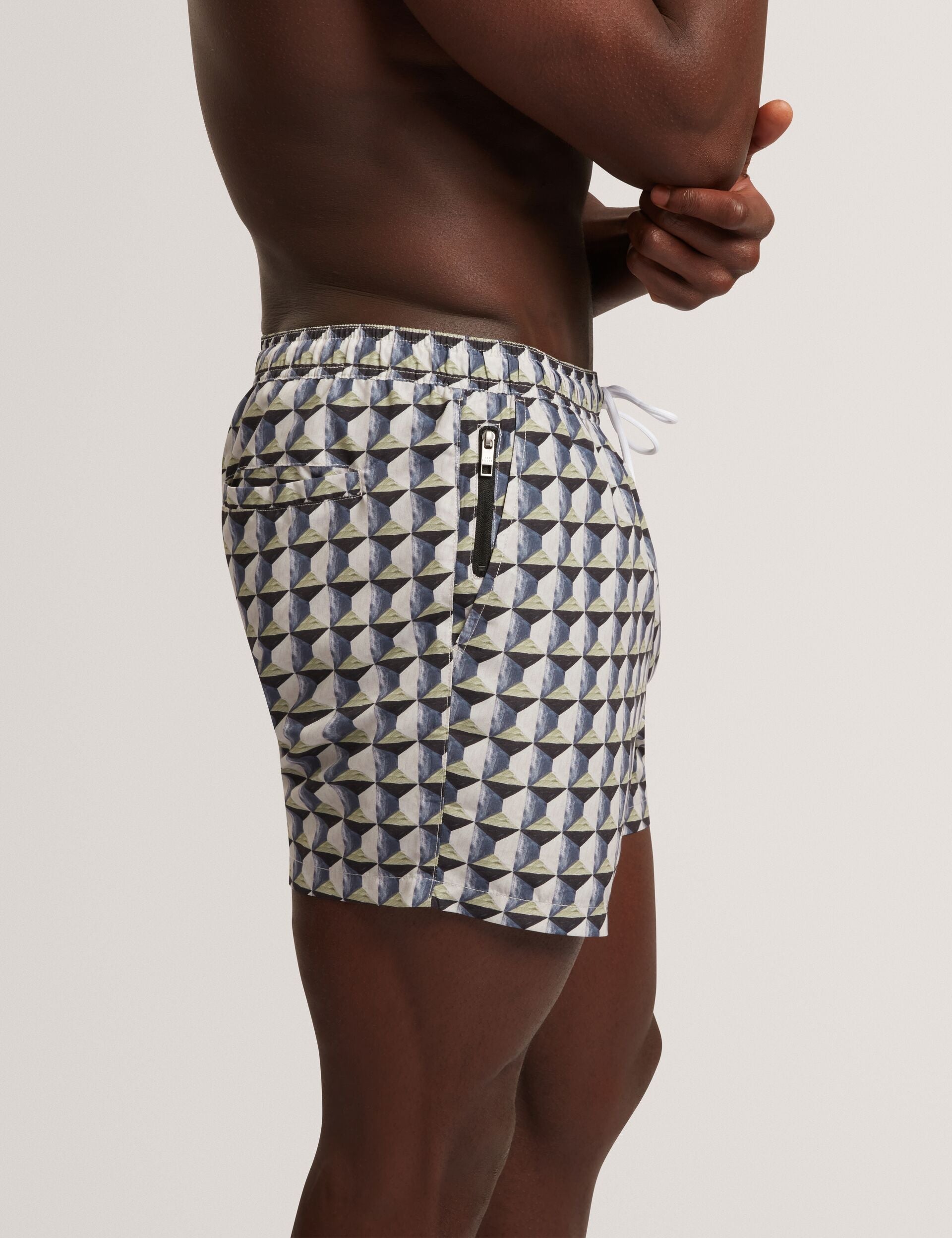 Ted Baker Belaire Retro Geo Drawstring Swim Shorts