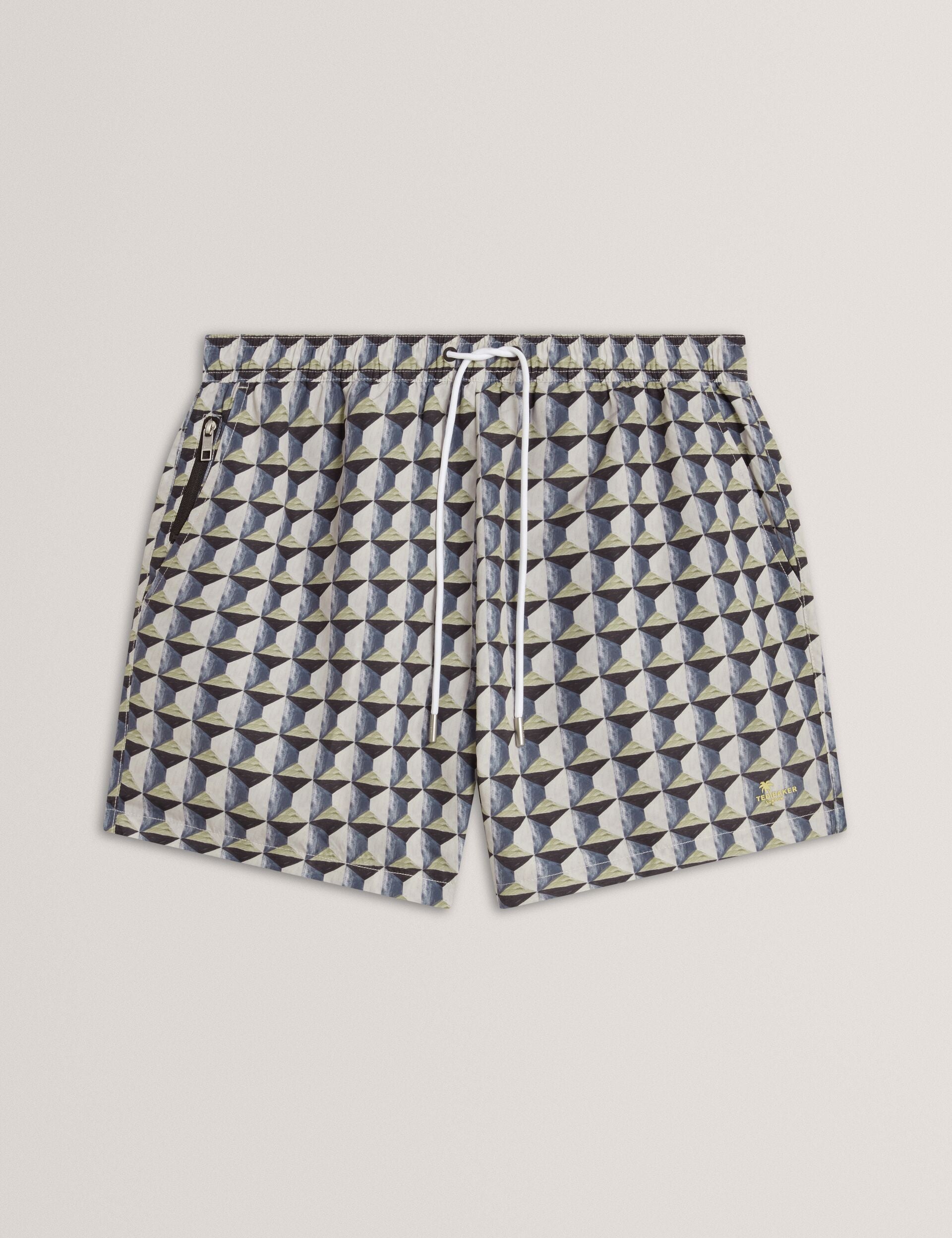 Ted Baker Belaire Retro Geo Drawstring Swim Shorts