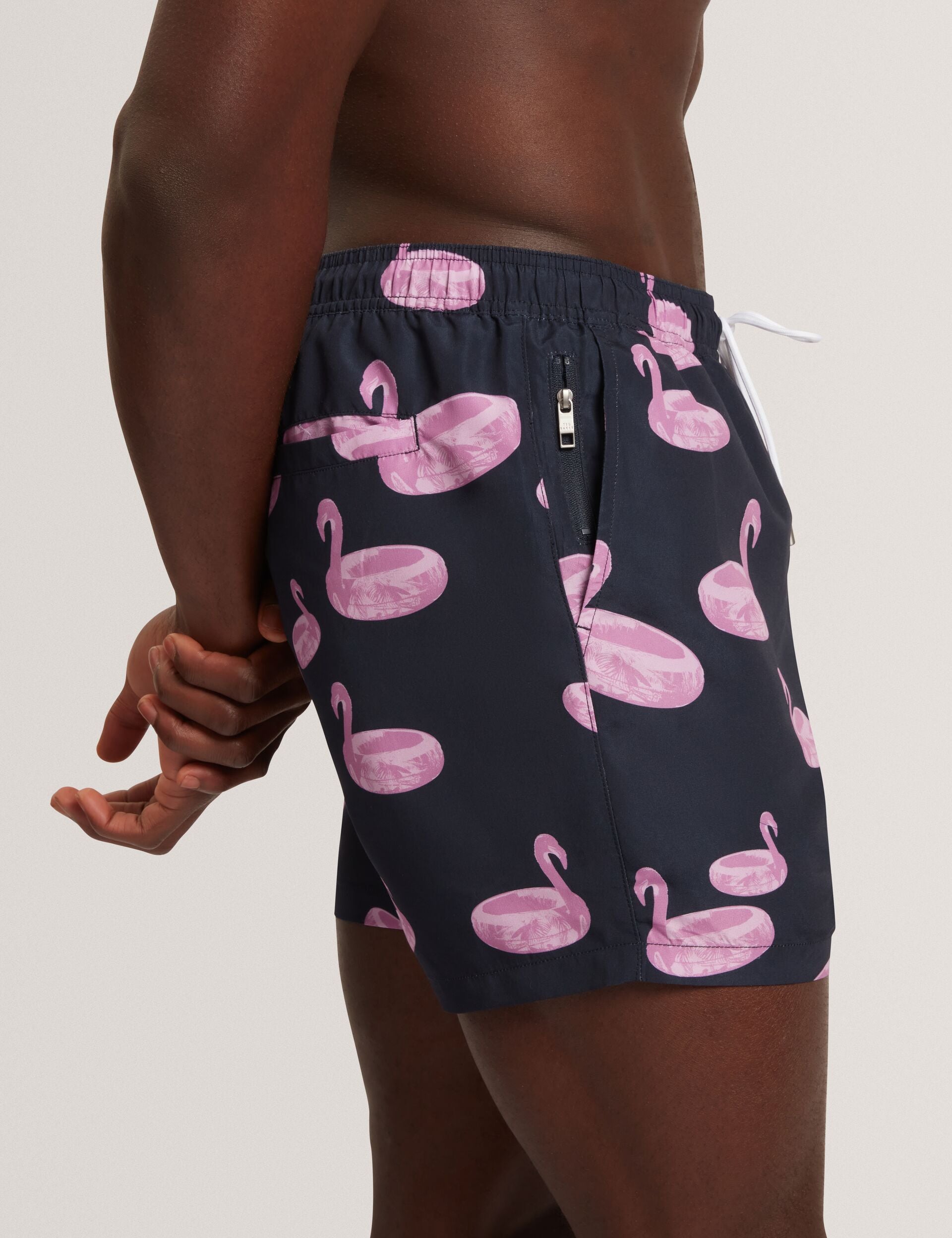 Ted Baker Pomonna Flamingo Print Drawstring Swim Shorts