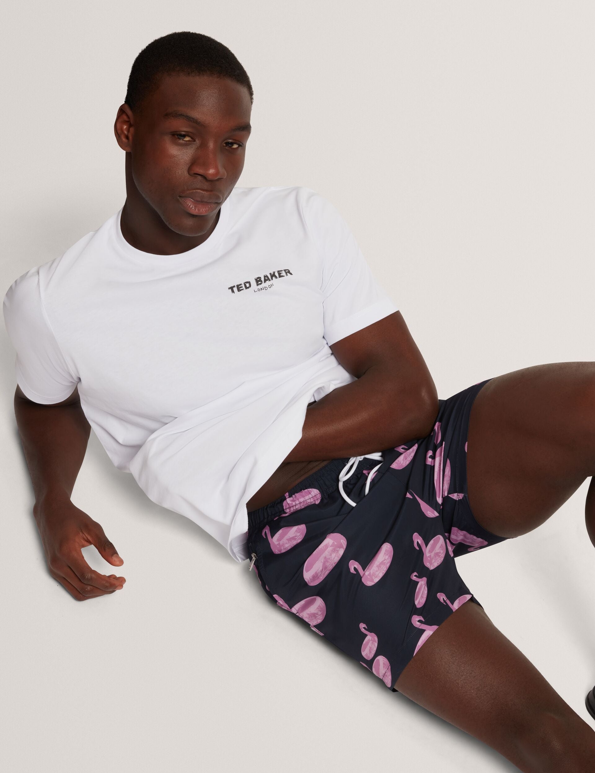 Ted Baker Pomonna Flamingo Print Drawstring Swim Shorts