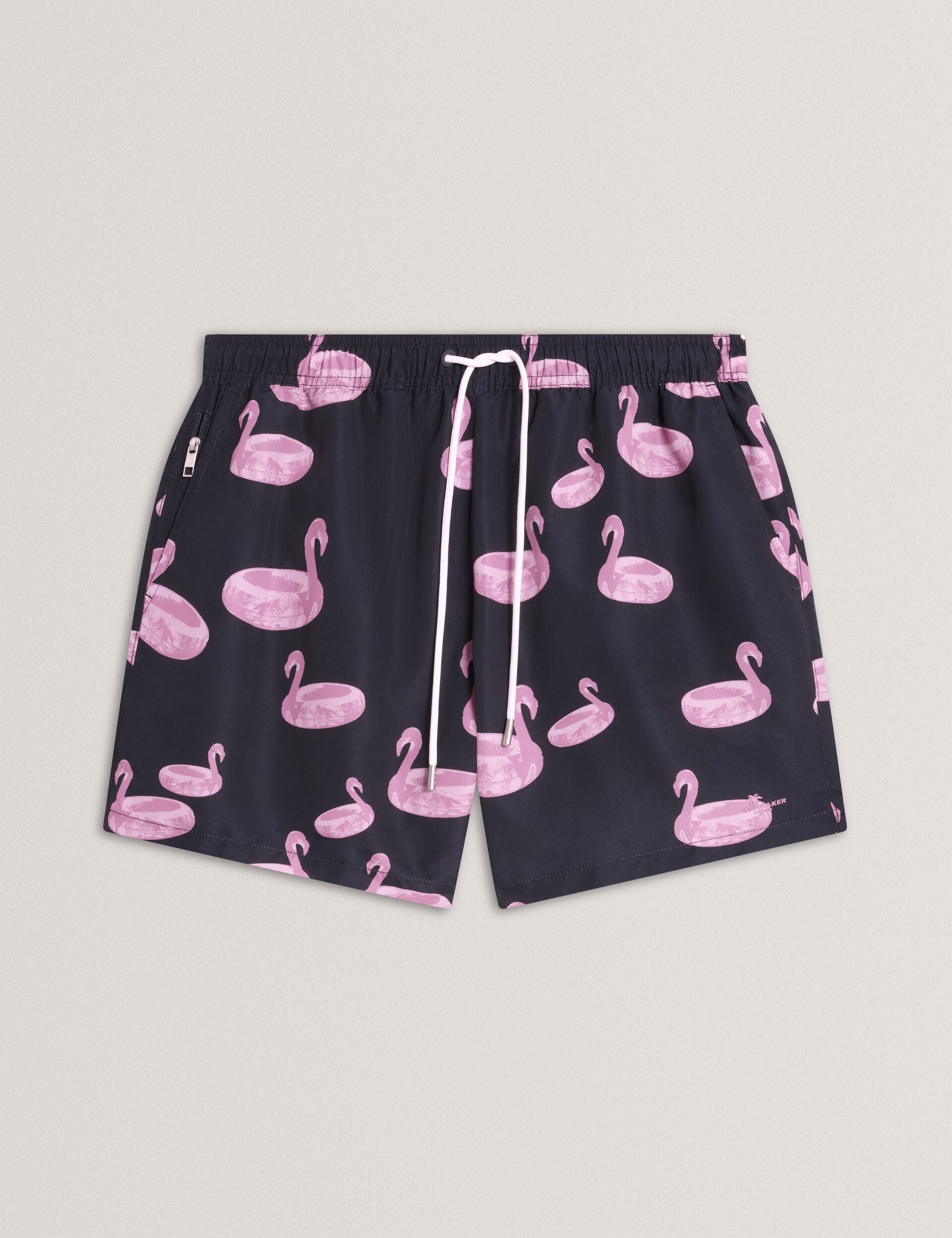 Ted Baker Pomonna Flamingo Print Drawstring Swim Shorts