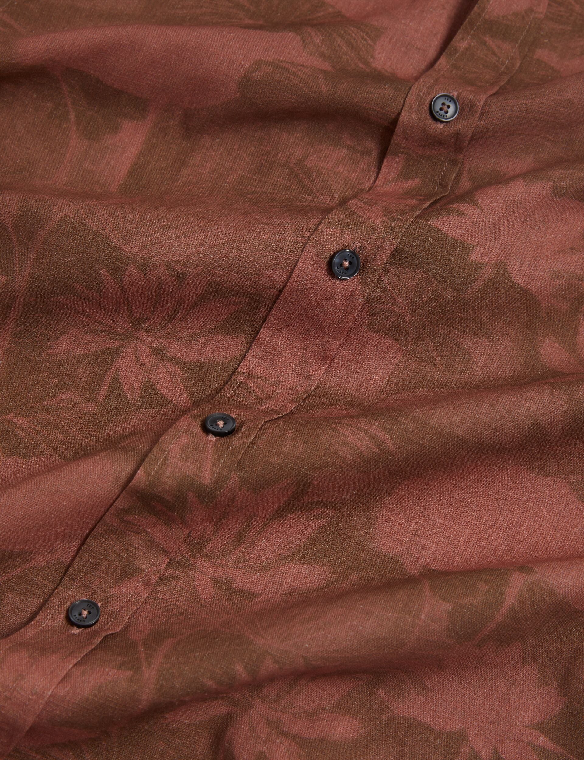 Ted Baker Oscarn Tonal Floral Linen Long Sleeve Shirt