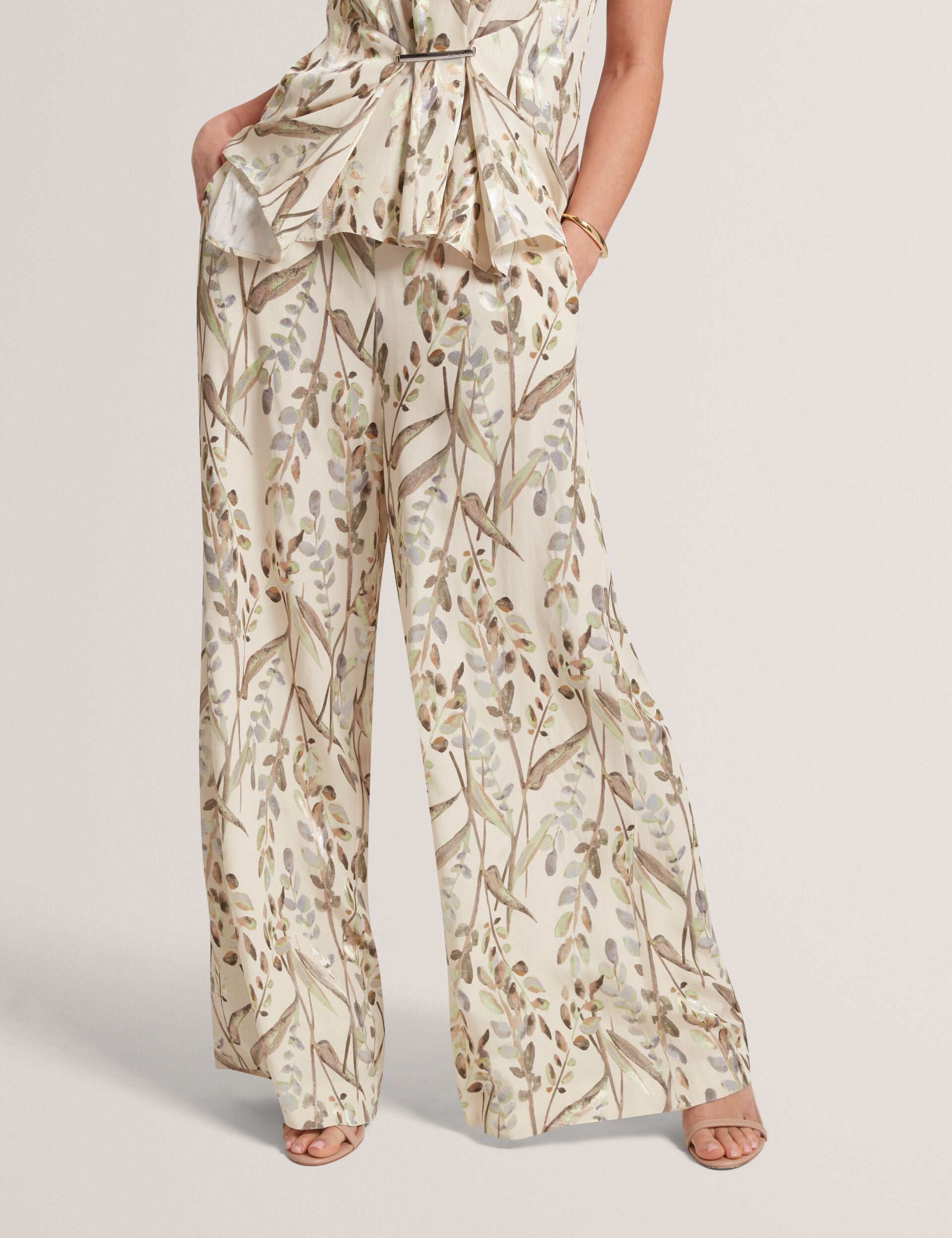 Ted Baker Susski Jacquard Leaf Wide Leg Trousers Women's