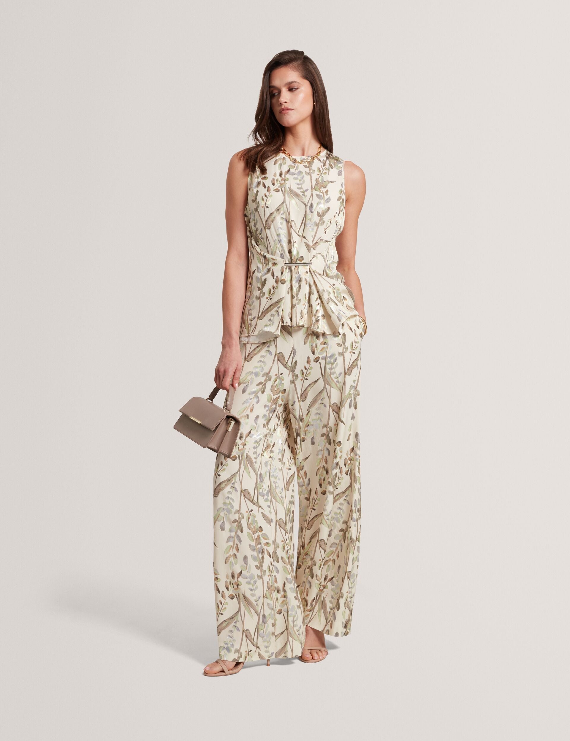Ted Baker Susski Jacquard Leaf Wide Leg Trousers Women's